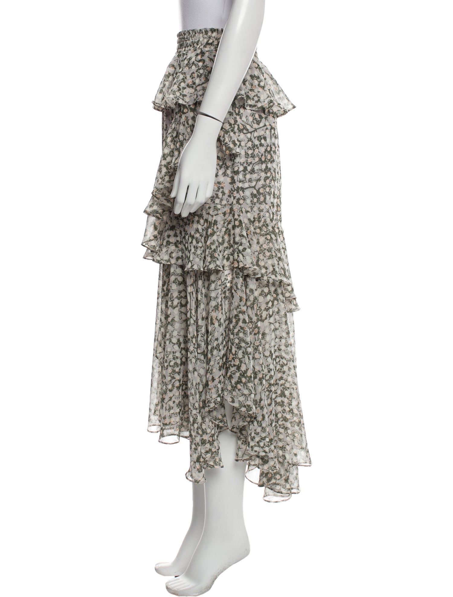 MISA Los Angeles Floral Print Midi Length Skirt