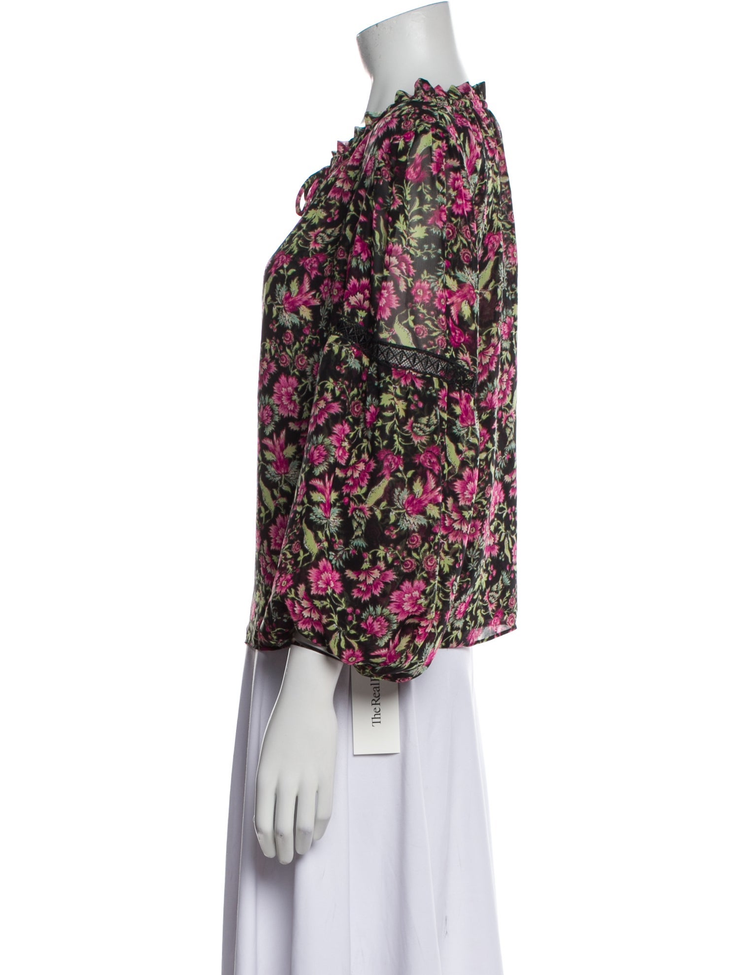 MISA Los Angeles Floral Print Bateau Neckline Blouse