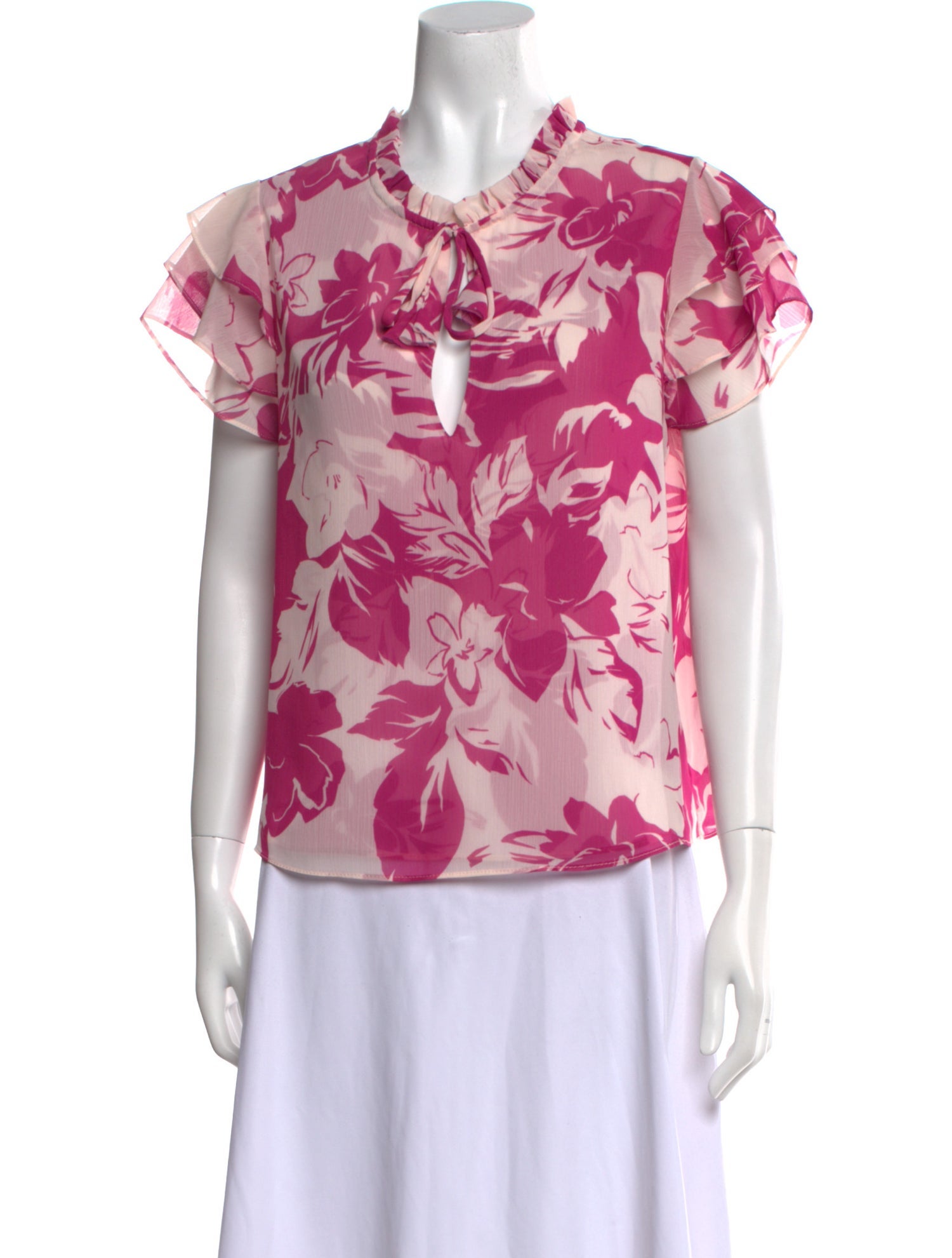 MISA Los Angeles Floral Print Tie Neck Blouse w/ Tags