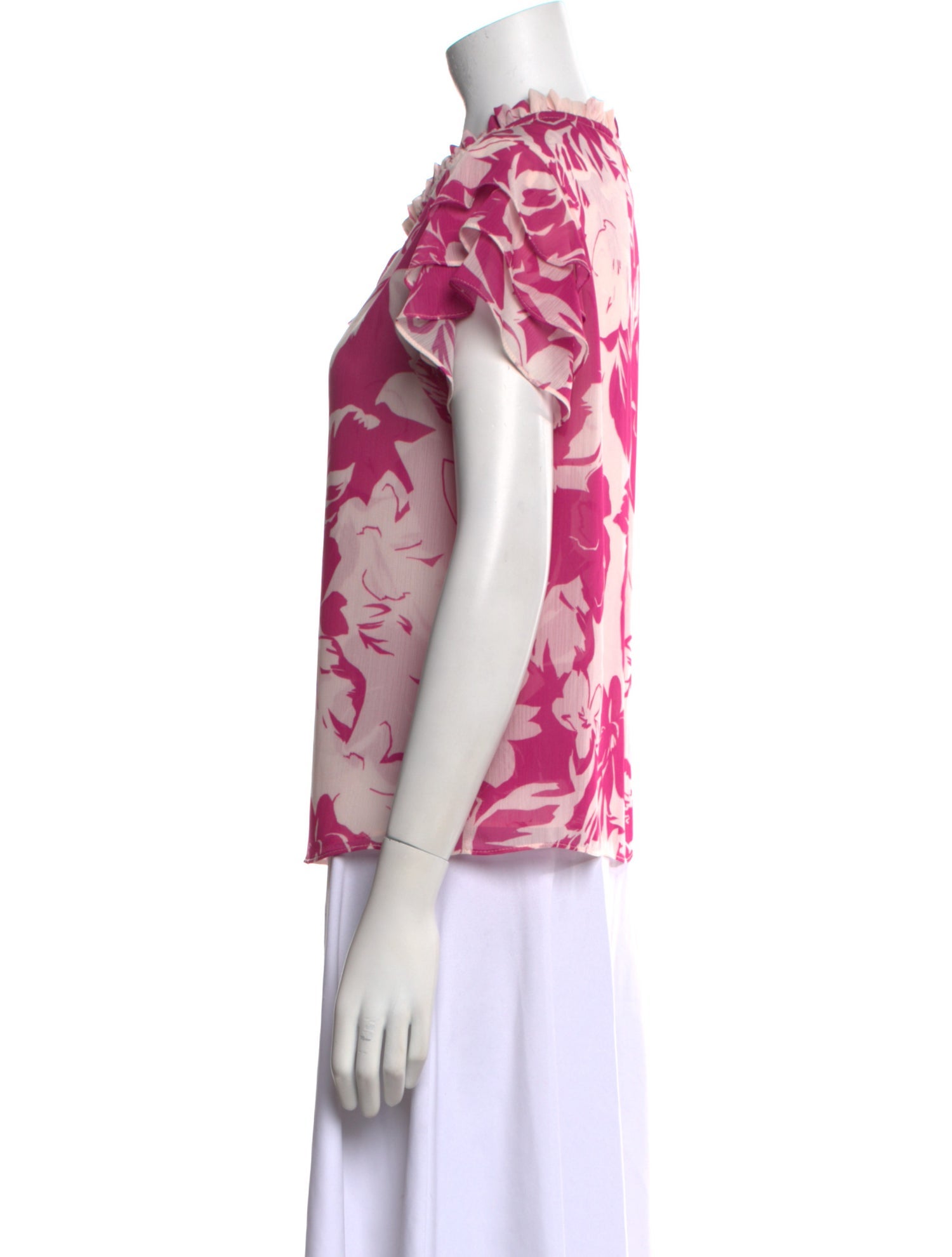 MISA Los Angeles Floral Print Tie Neck Blouse w/ Tags