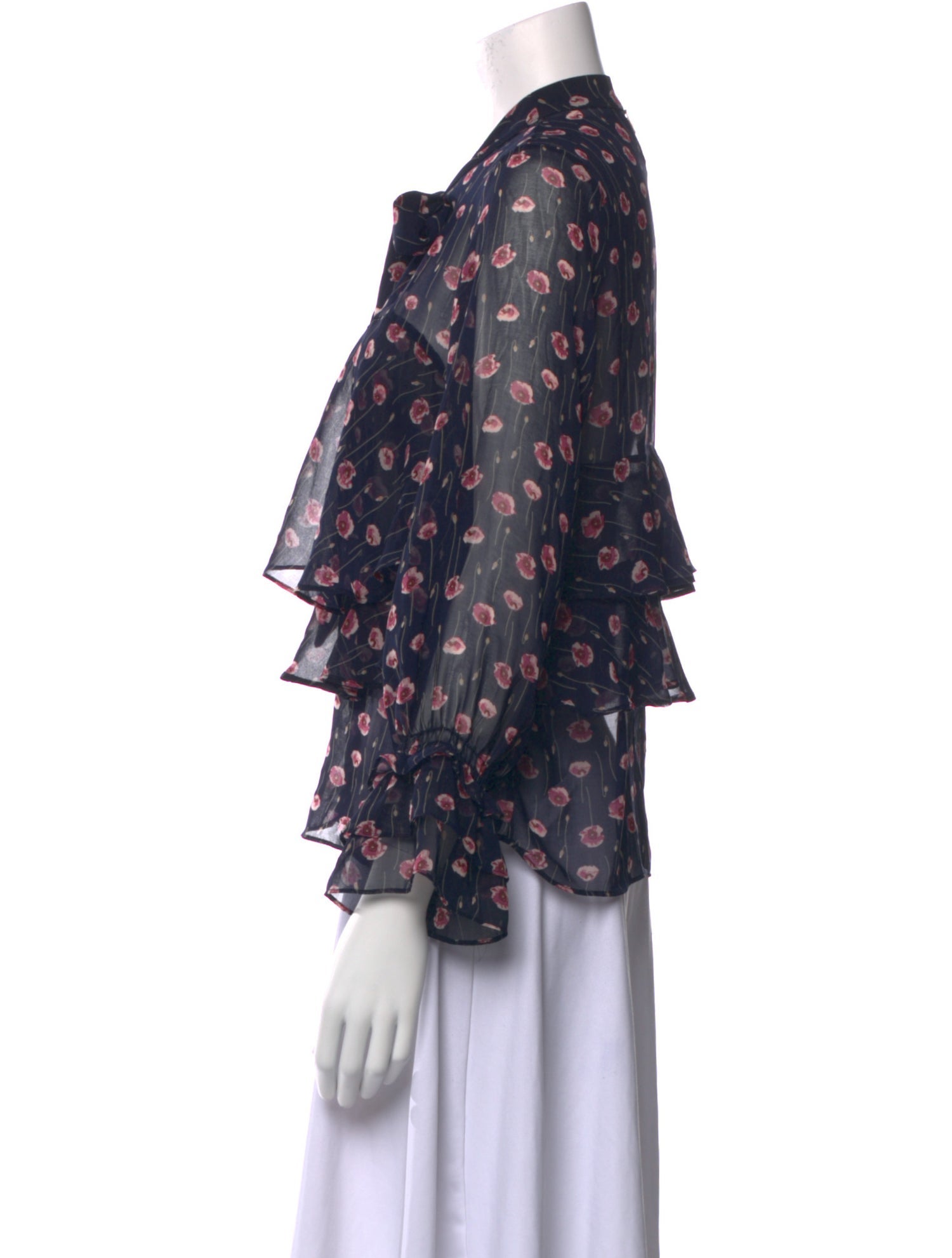 MISA Los Angeles Floral Print Long Sleeve Blouse