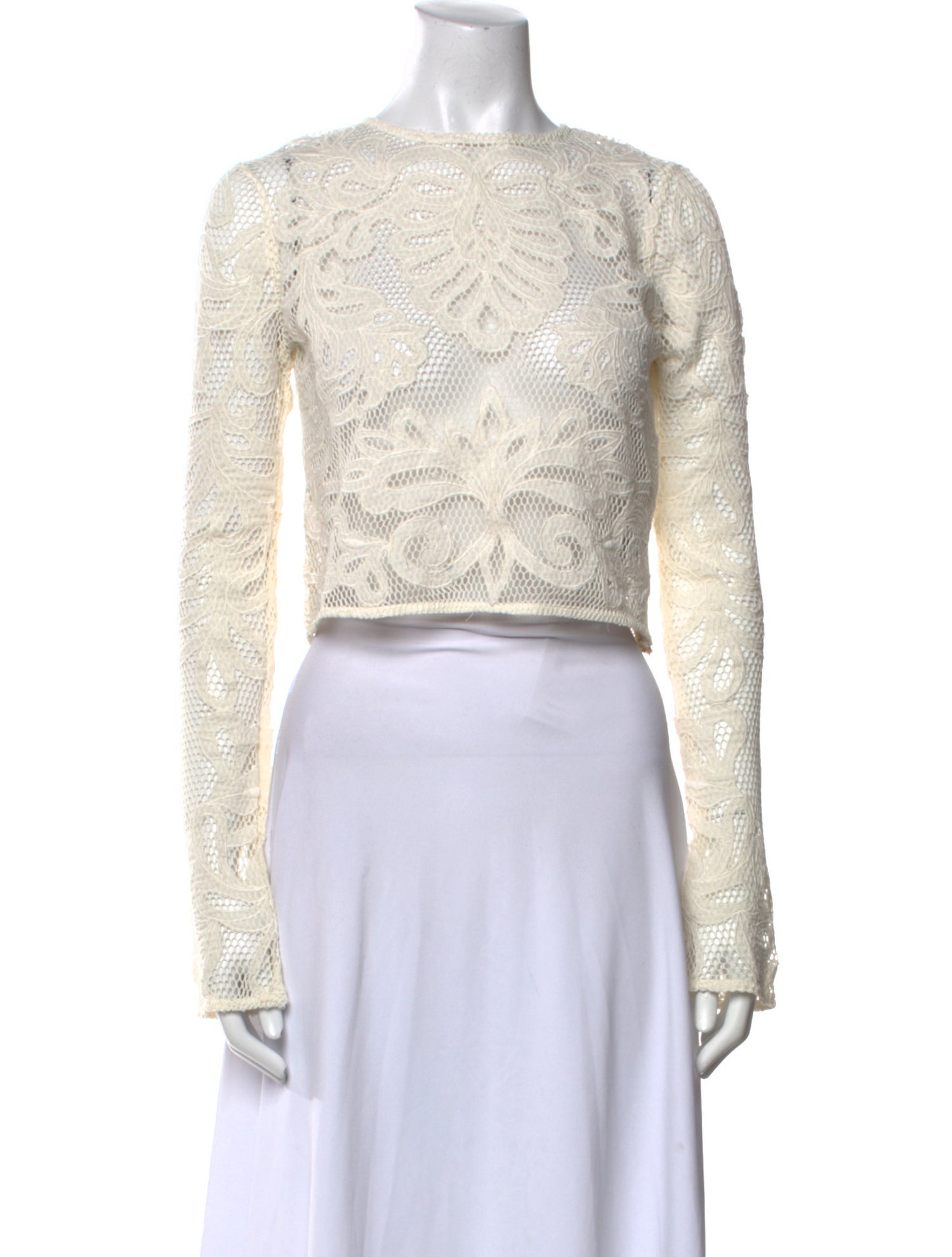 MISA Los Angeles Bateau Neckline Long Sleeve Crop Top