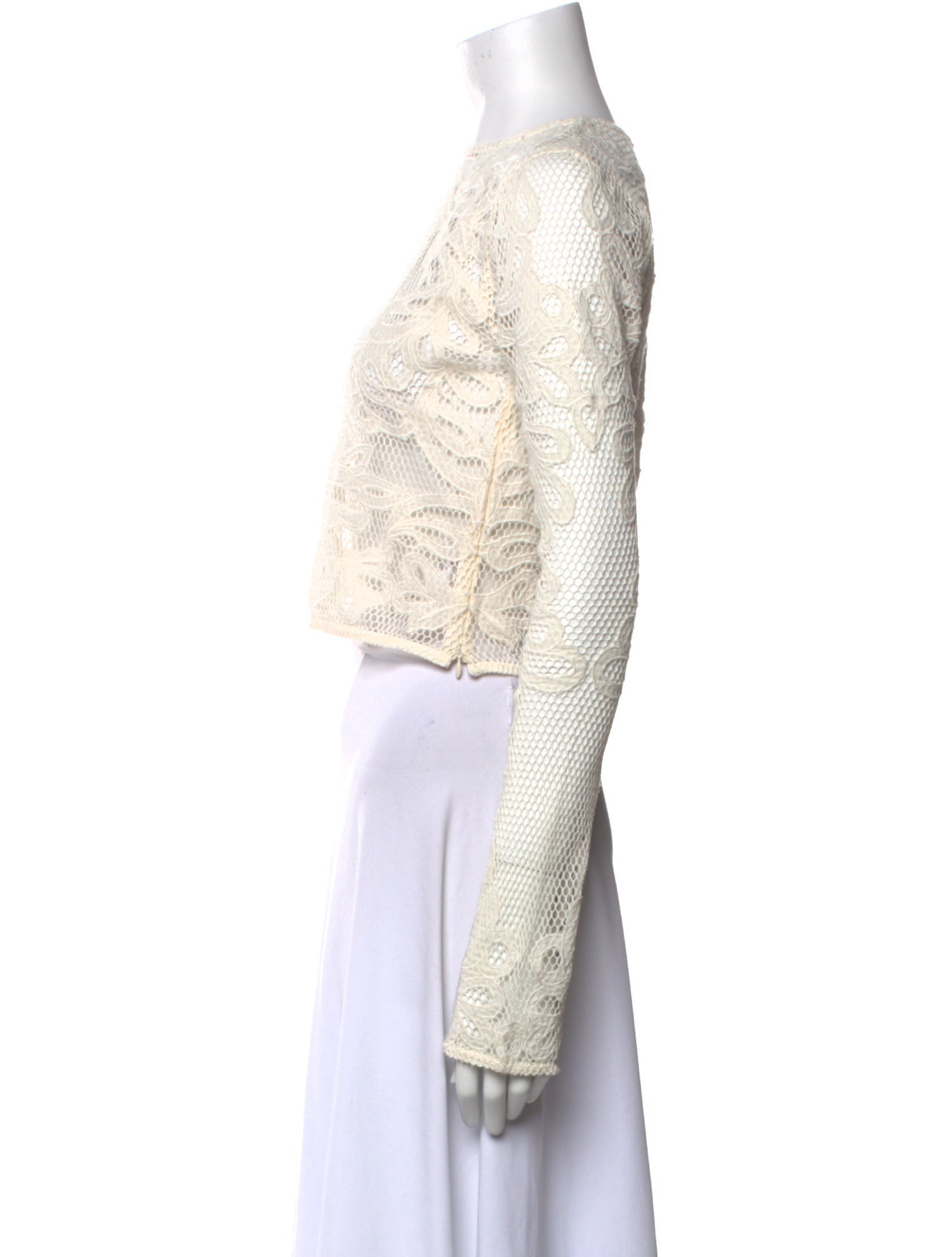 MISA Los Angeles Bateau Neckline Long Sleeve Crop Top