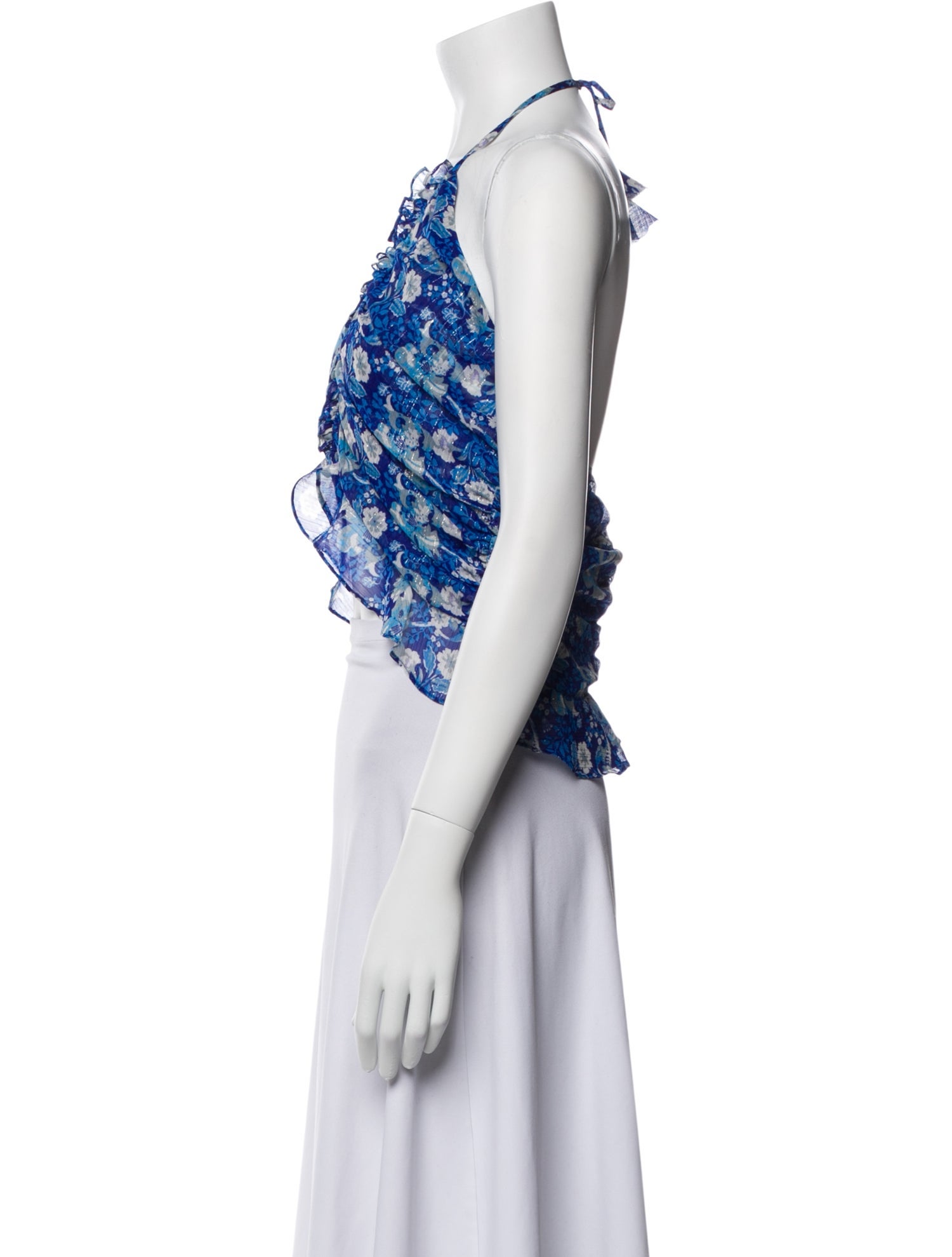 MISA Los Angeles Floral Print Halterneck Crop Top w/ Tags