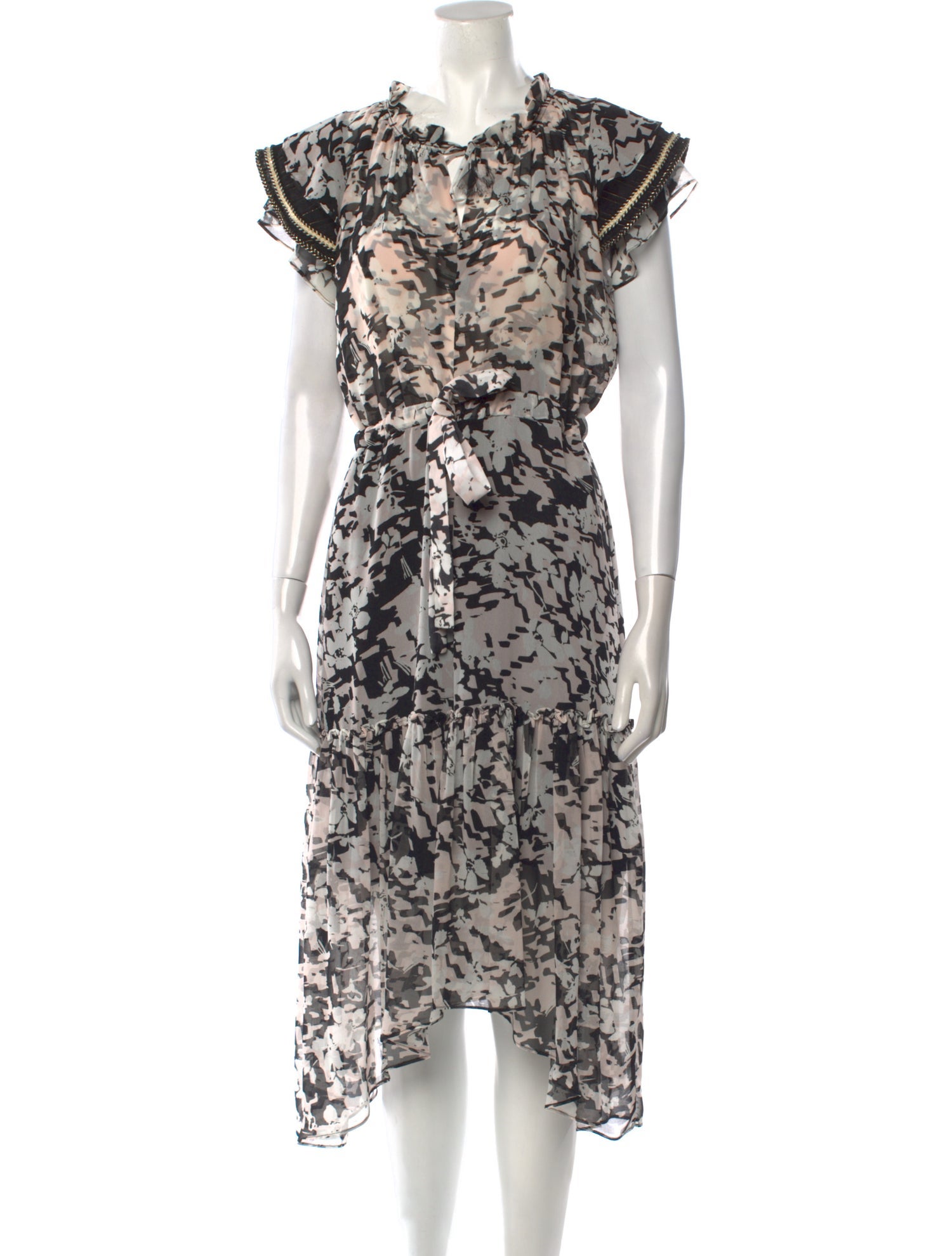 MISA Los Angeles Floral Print Midi Length Dress