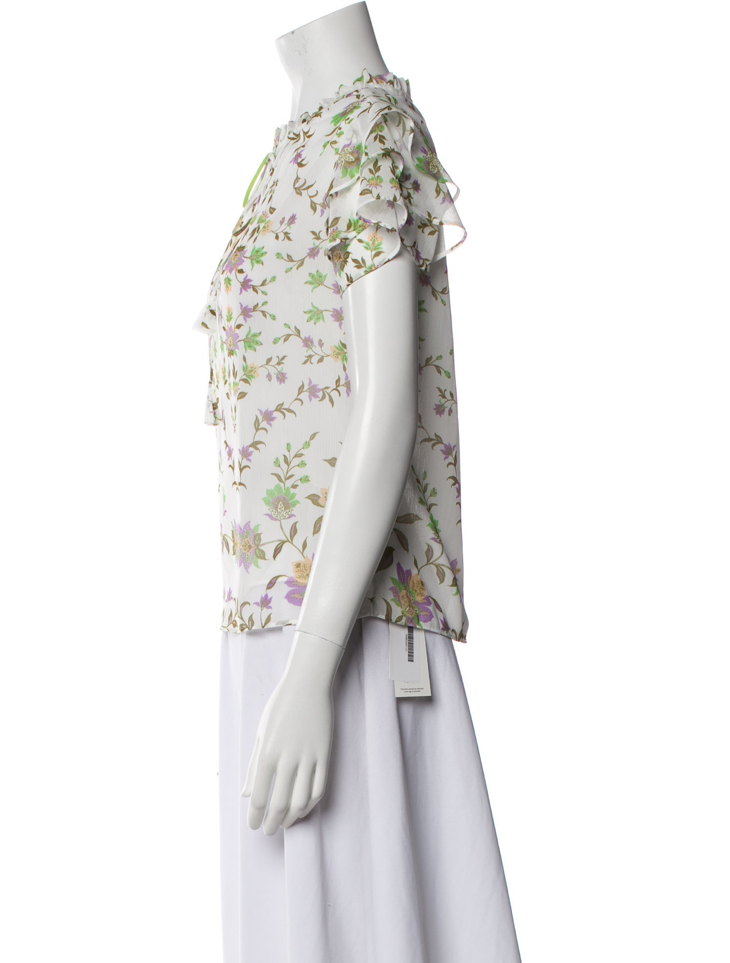 MISA Los Angeles Floral Print Crew Neck Blouse