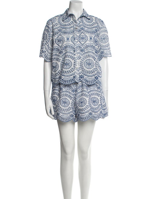 MISA Los Angeles Patterned Eyelet Trim Short Set