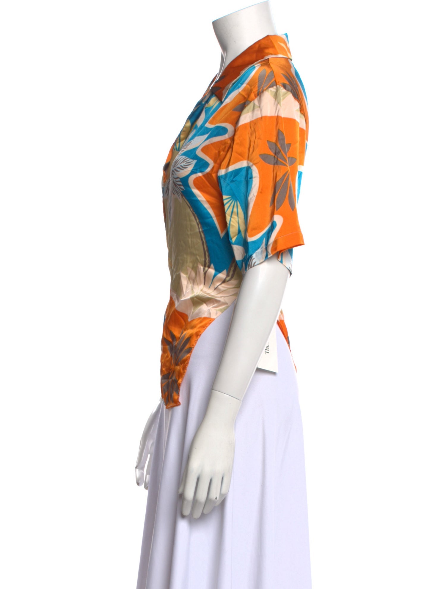 MISA Los Angeles Printed Short Sleeve Button-Up Top w/ Tags