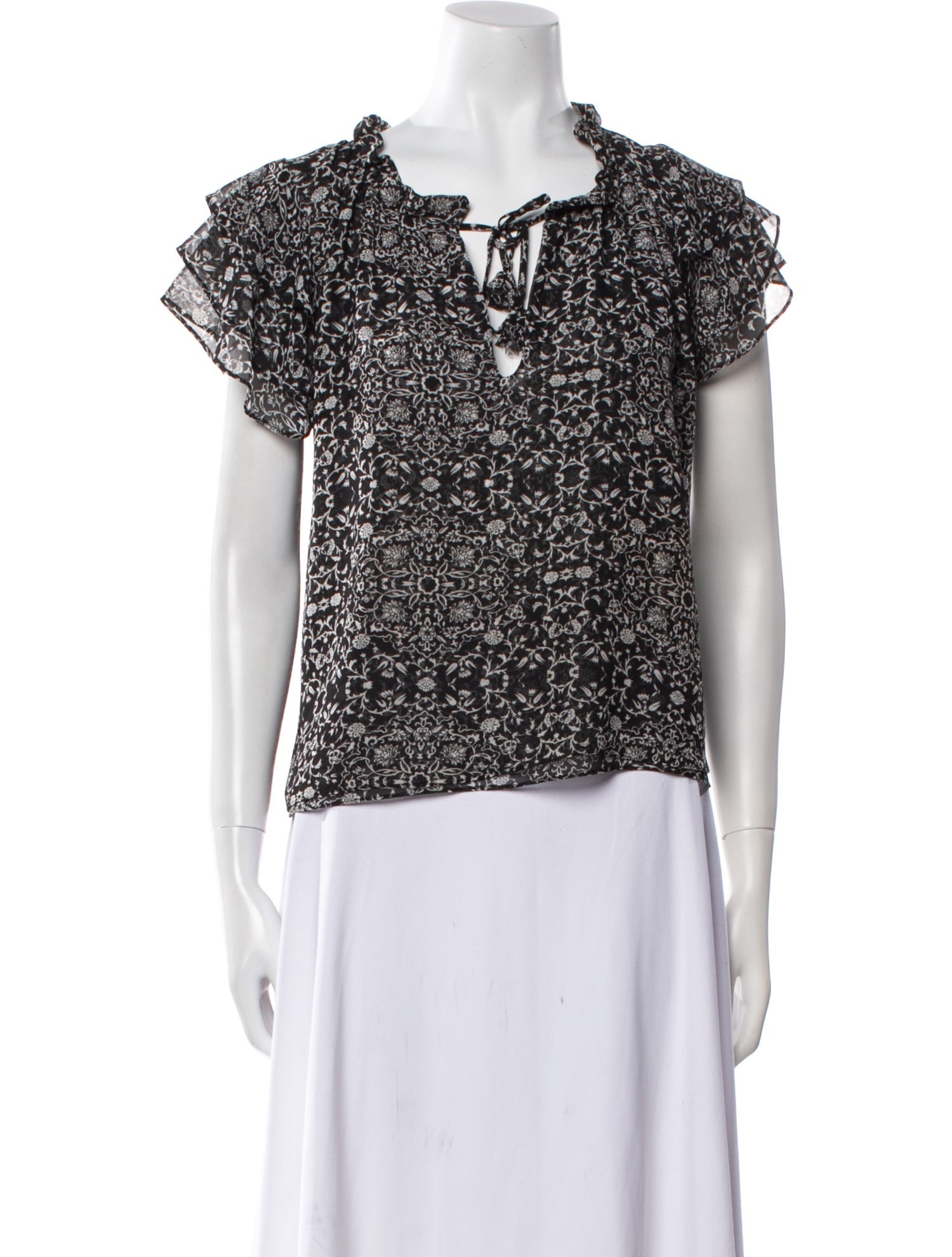 MISA Los Angeles Floral Print Square Neckline Blouse