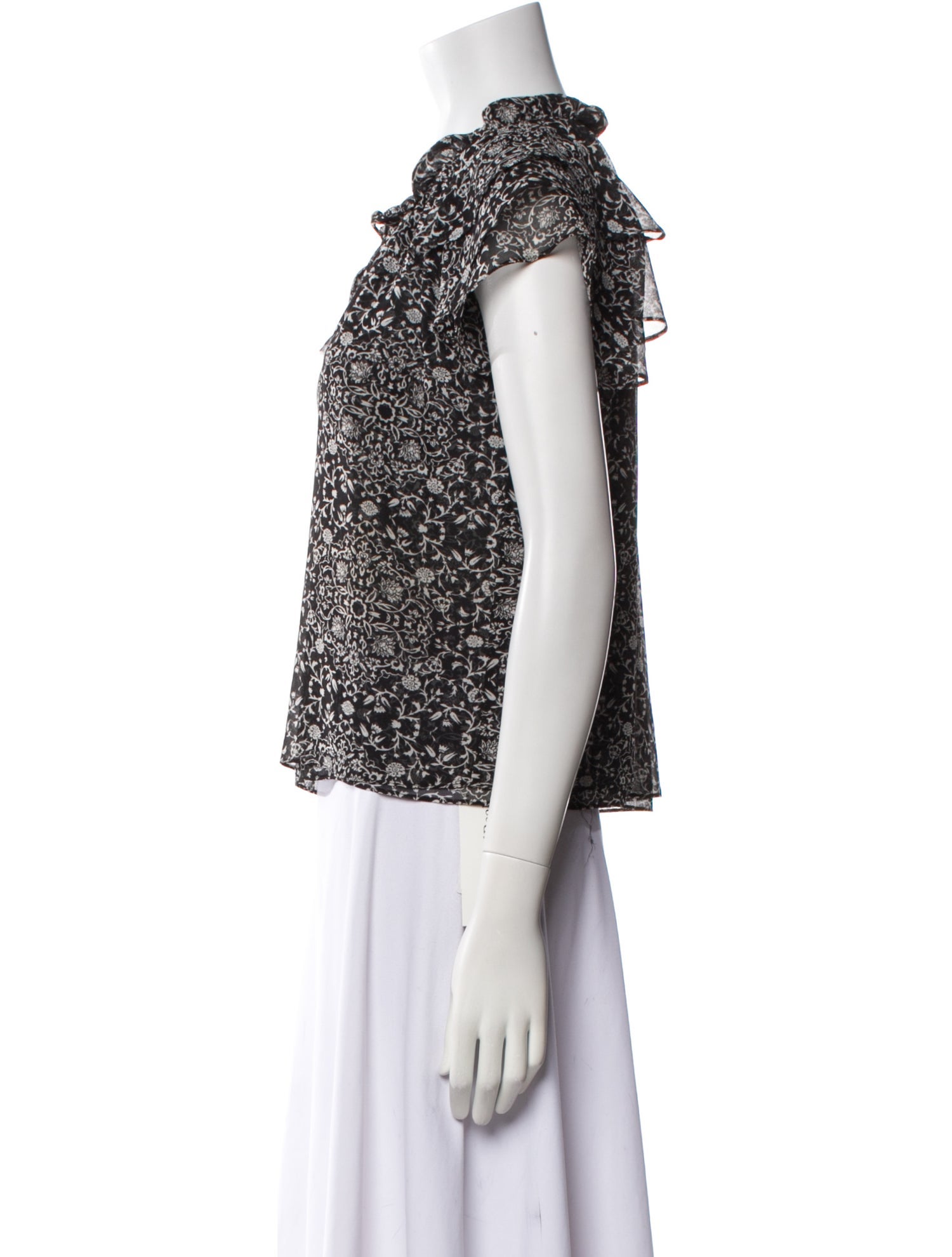 MISA Los Angeles Floral Print Square Neckline Blouse