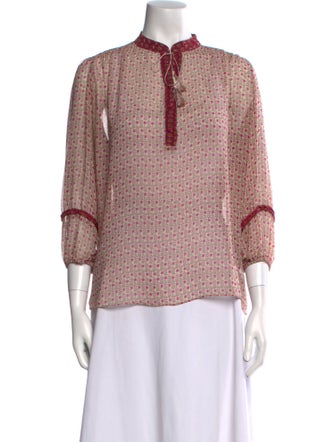 MISA Los Angeles Printed Mock Neck Blouse