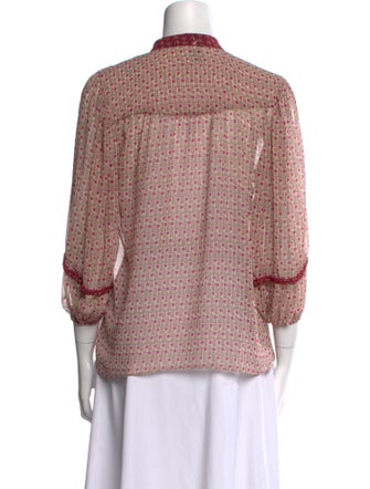 MISA Los Angeles Printed Mock Neck Blouse