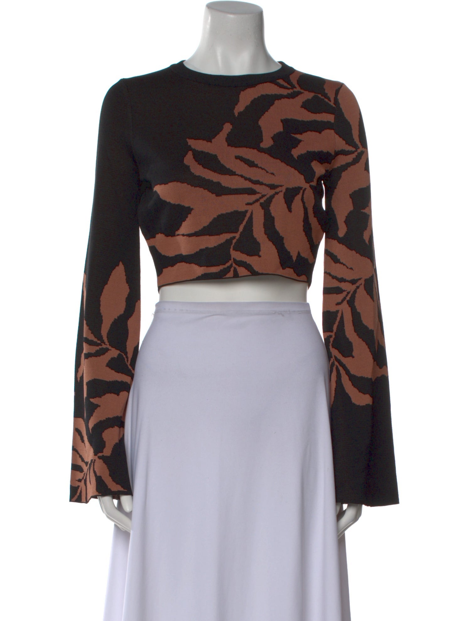 MISA Los Angeles Printed Bateau Neckline Crop Top w/ Tags