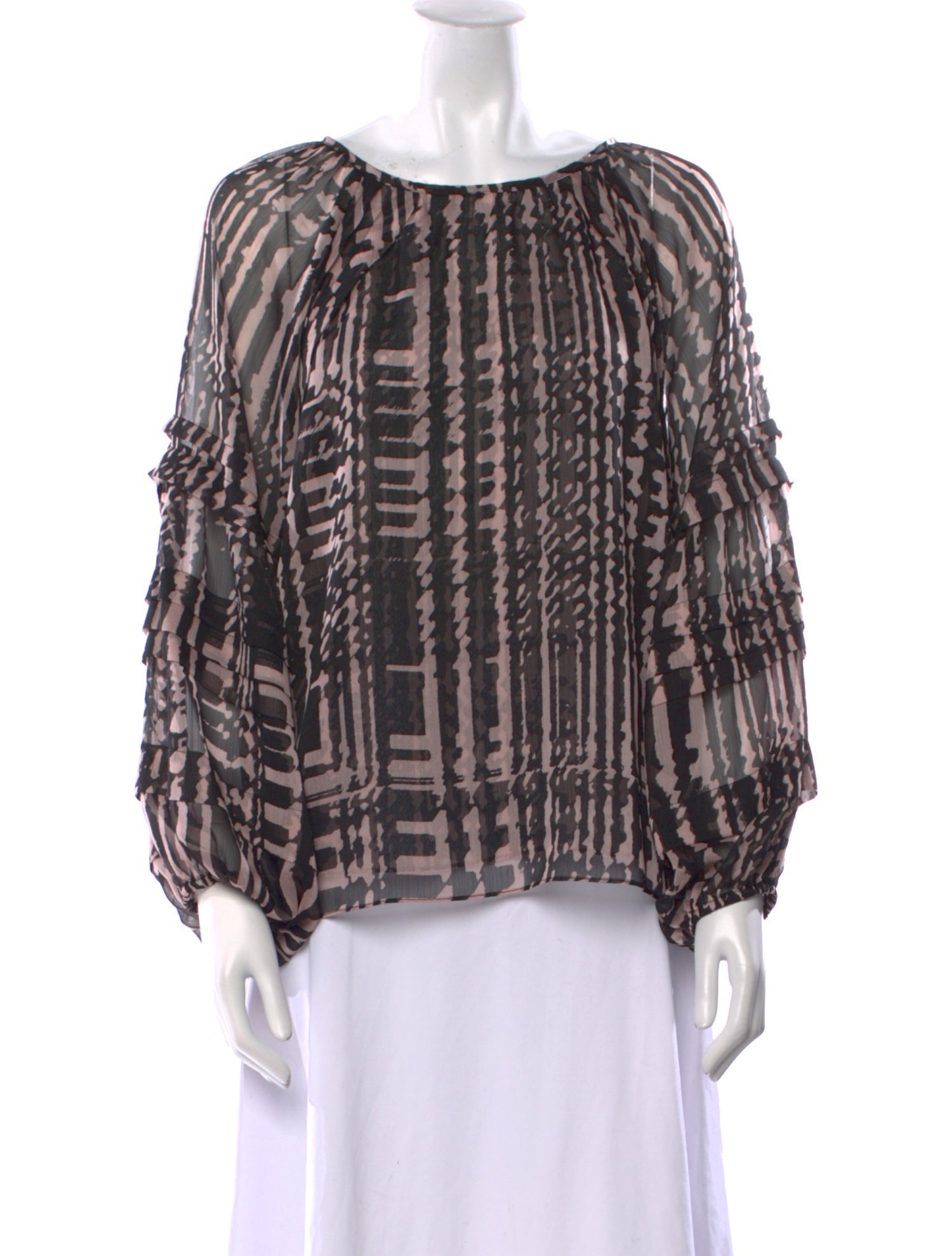 MISA Los Angeles Printed Scoop Neck Blouse