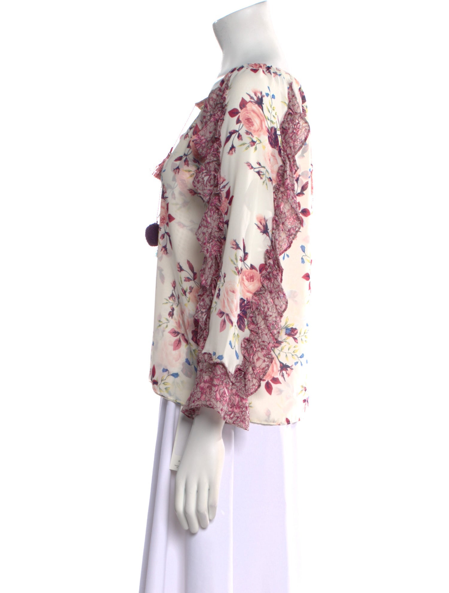 MISA Los Angeles Floral Print V-Neck Blouse