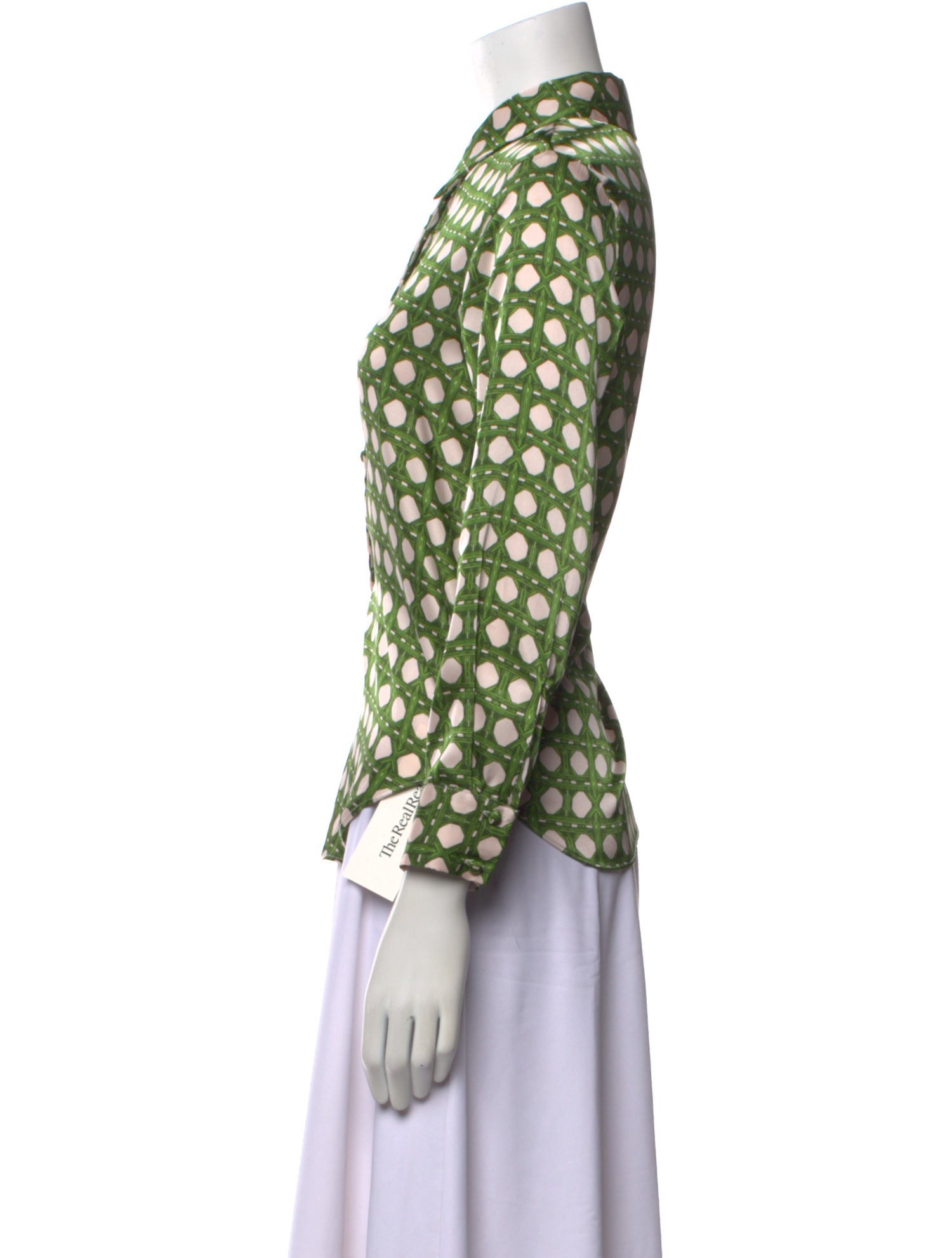 MISA Los Angeles Printed Three-Quarter Sleeve Button-Up Top