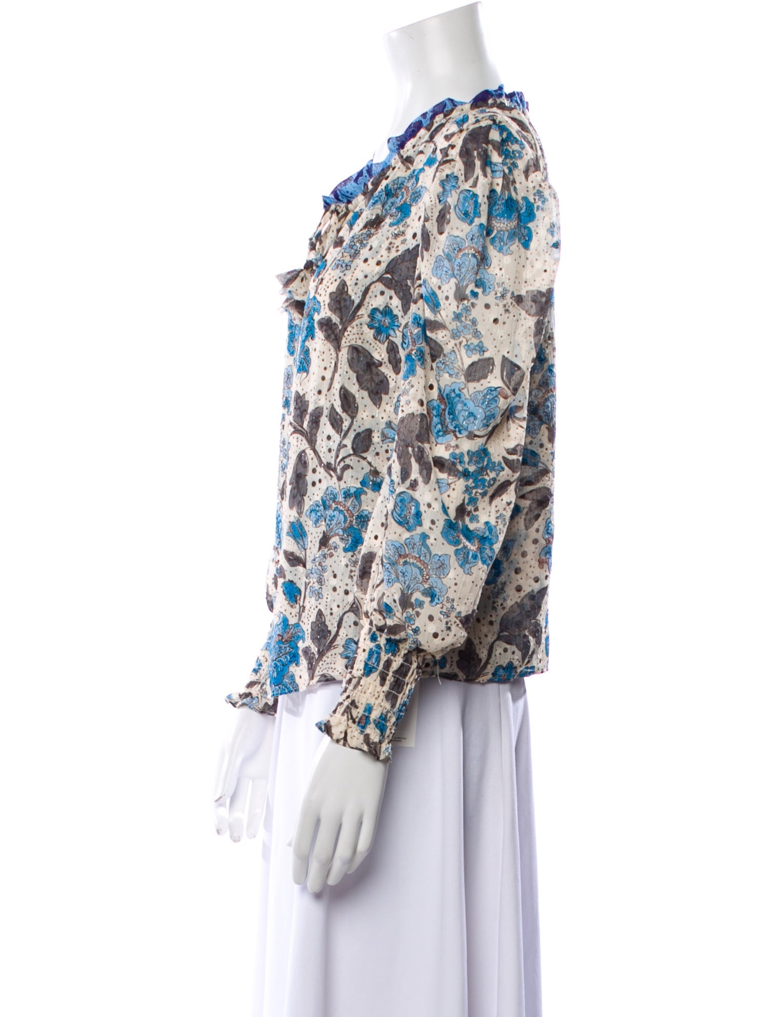 MISA Los Angeles Floral Print V-Neck Blouse