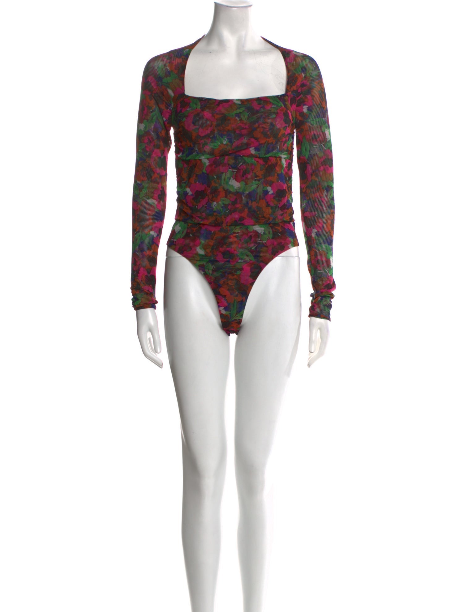 MISA Los Angeles Floral Print Square Neckline Bodysuit w/ Tags