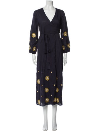 MISA Los Angeles Floral Print Embroidered Accent Robe