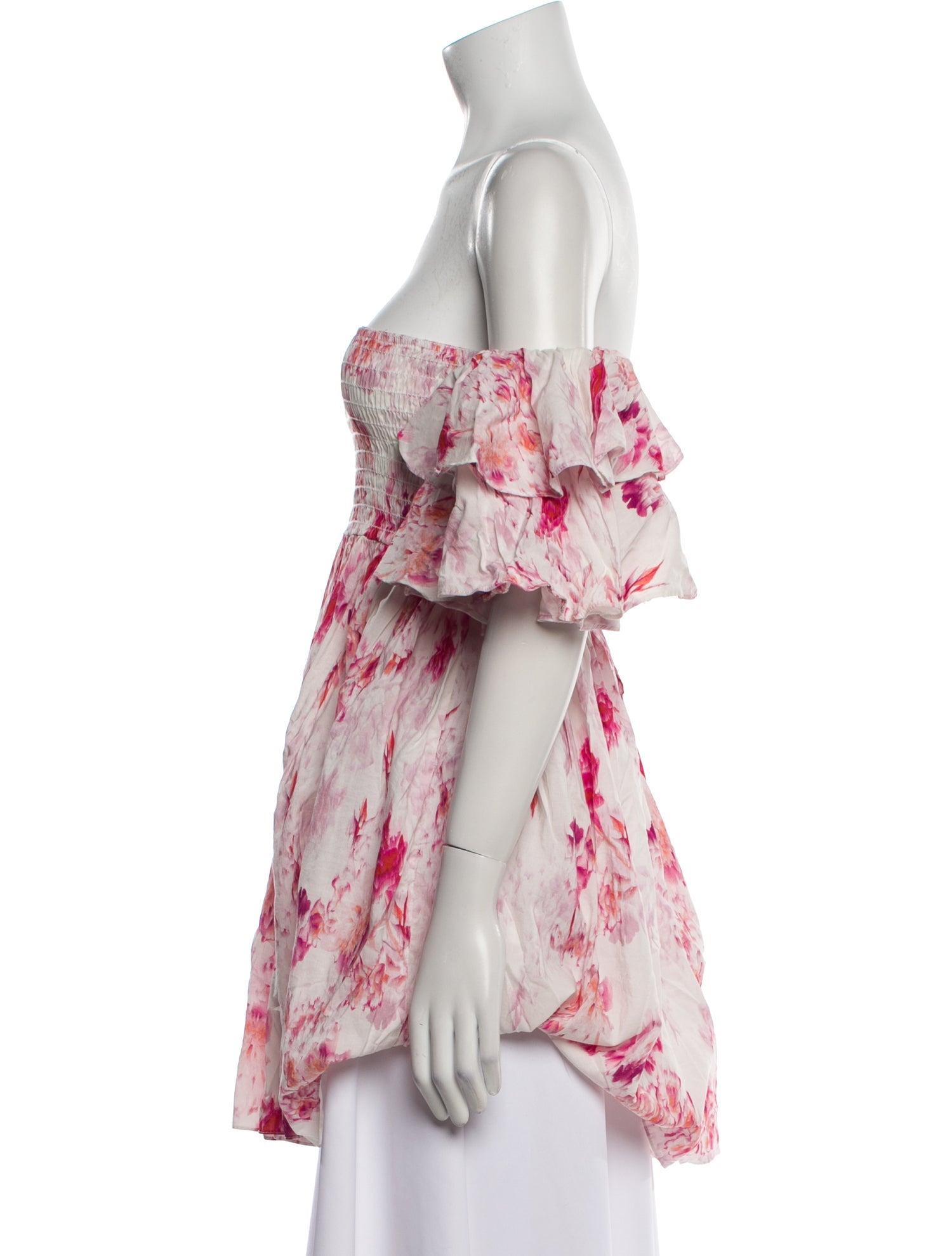 MISA Los Angeles Floral Print Off-The-Shoulder Tunic