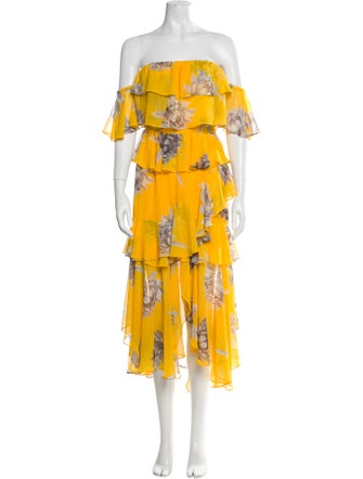 MISA Los Angeles Floral Print Midi Length Dress
