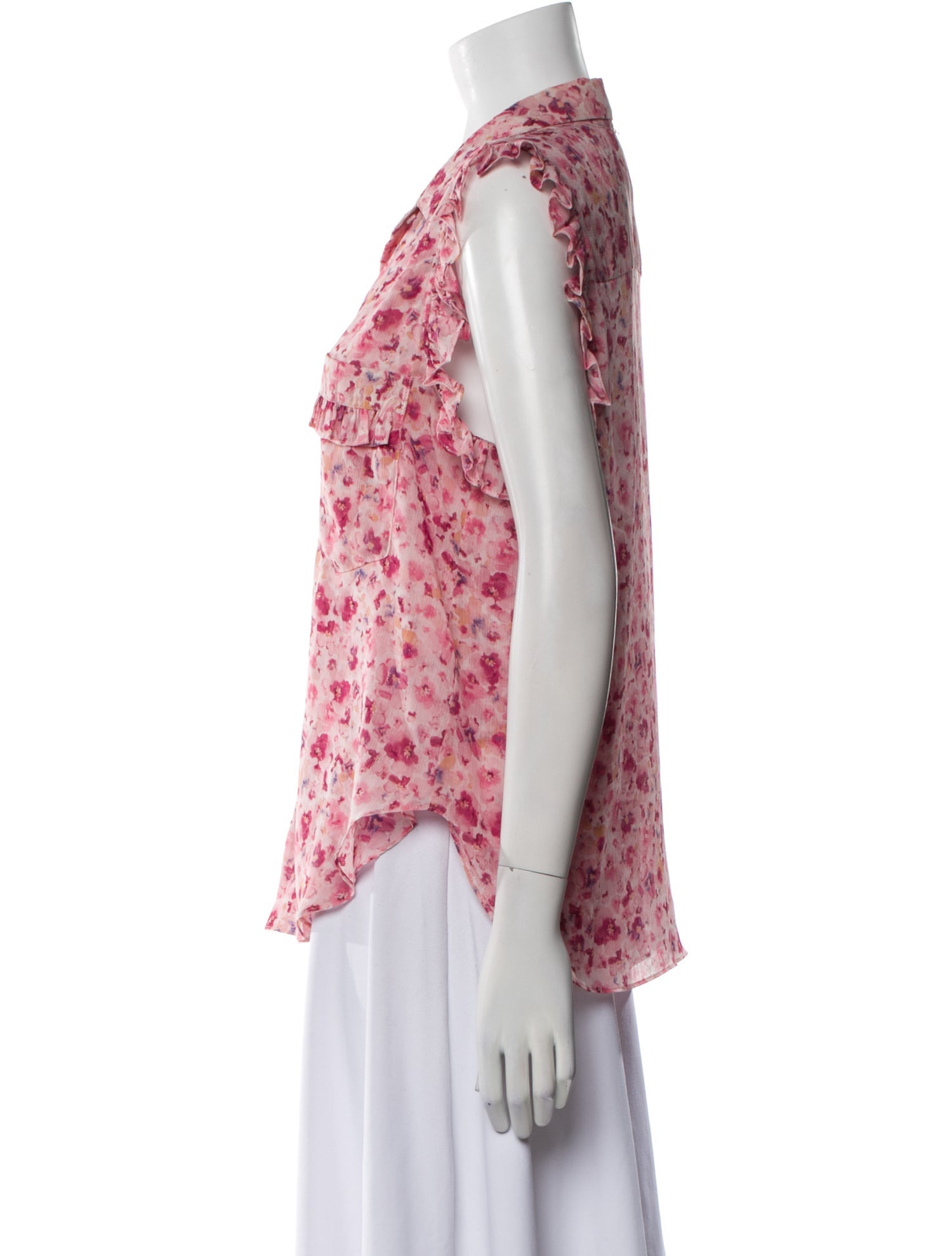 MISA Los Angeles Floral Print V-Neck Blouse