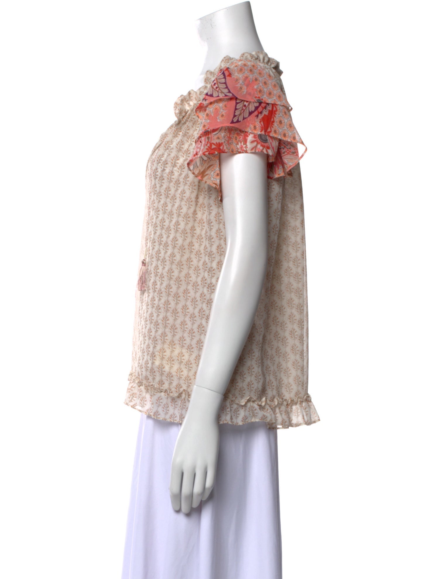 MISA Los Angeles Floral Print V-Neck Blouse