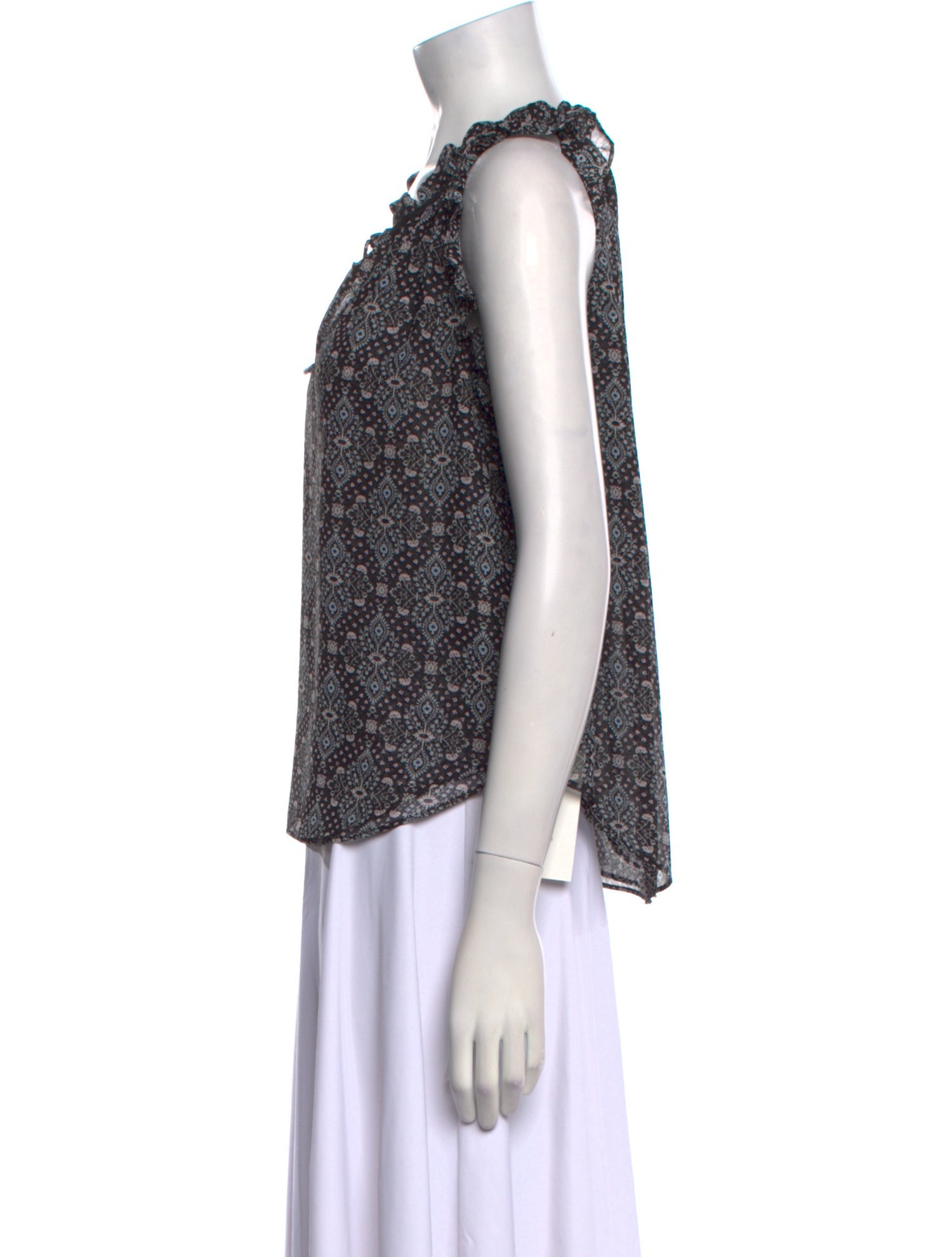 MISA Los Angeles Floral Print Cowl Neck Blouse