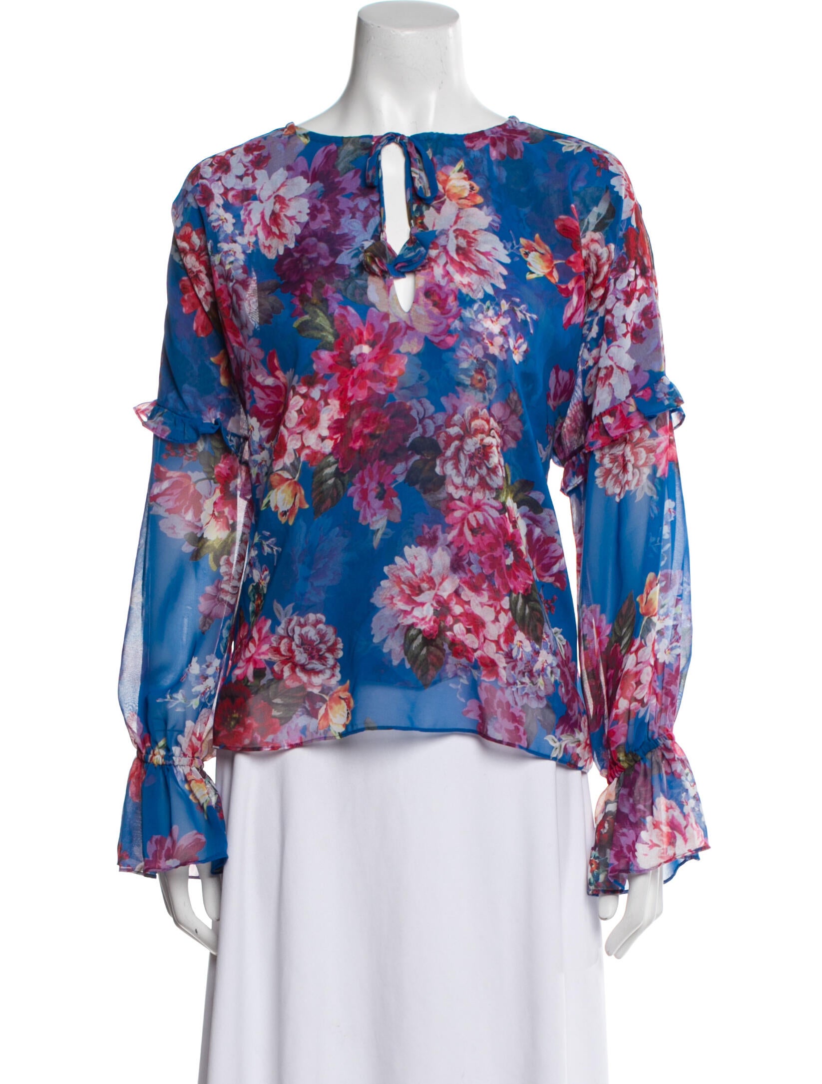 MISA Los Angeles Floral Print Bateau Neckline Blouse