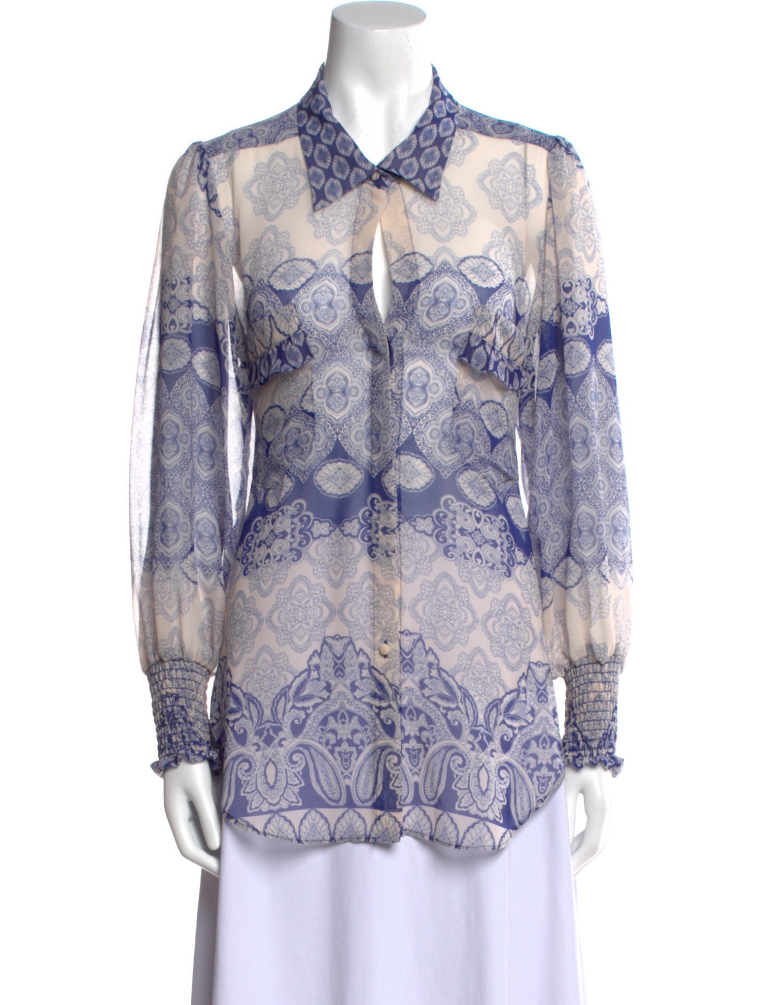 MISA Los Angeles Paisley Print Long Sleeve Button-Up Top