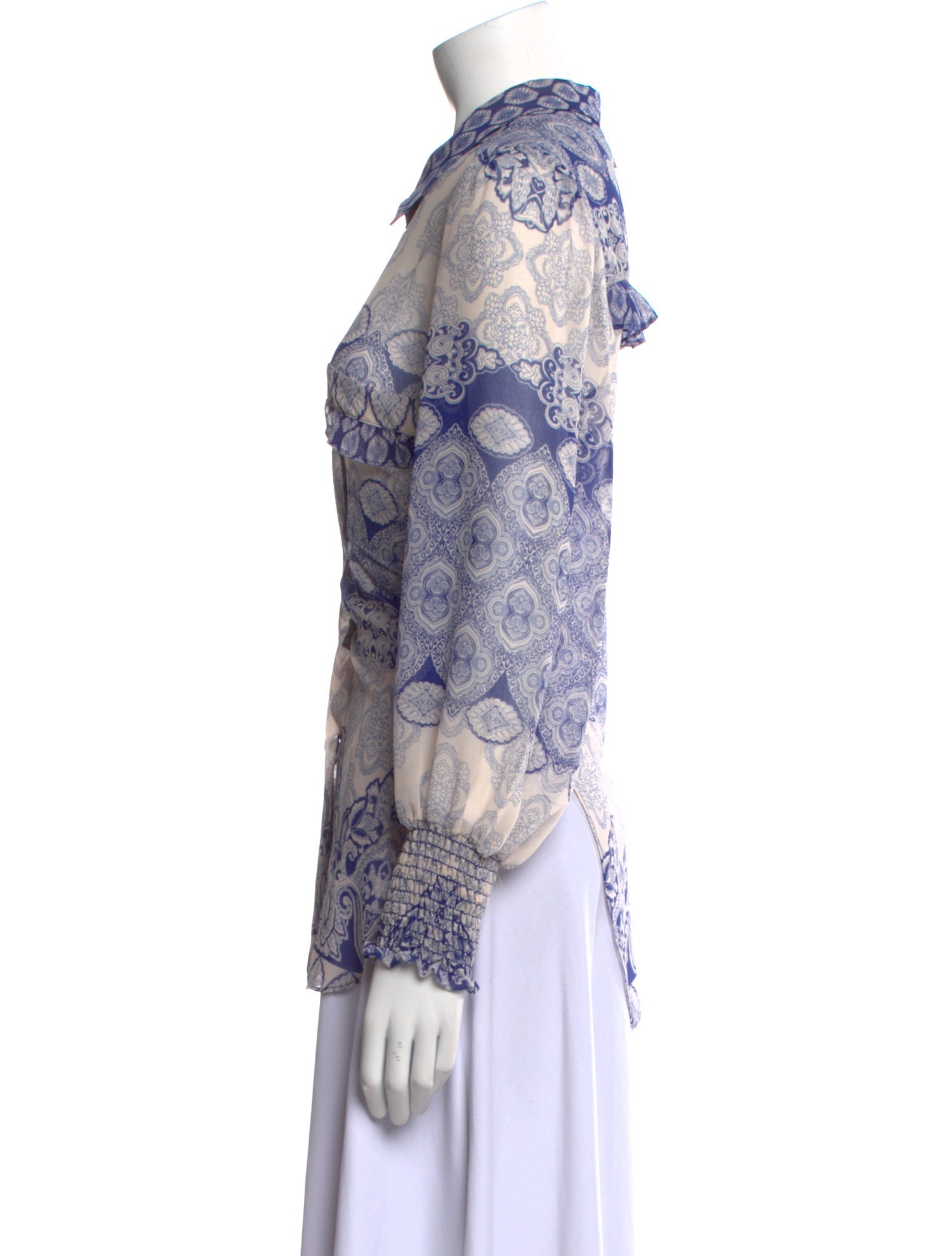 MISA Los Angeles Paisley Print Long Sleeve Button-Up Top