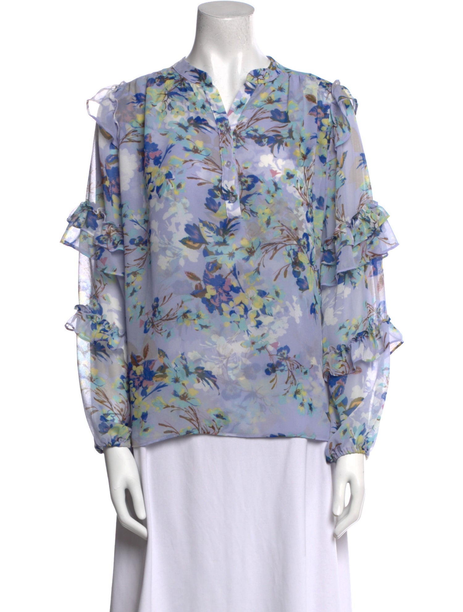 MISA Los Angeles Floral Print V-Neck Blouse
