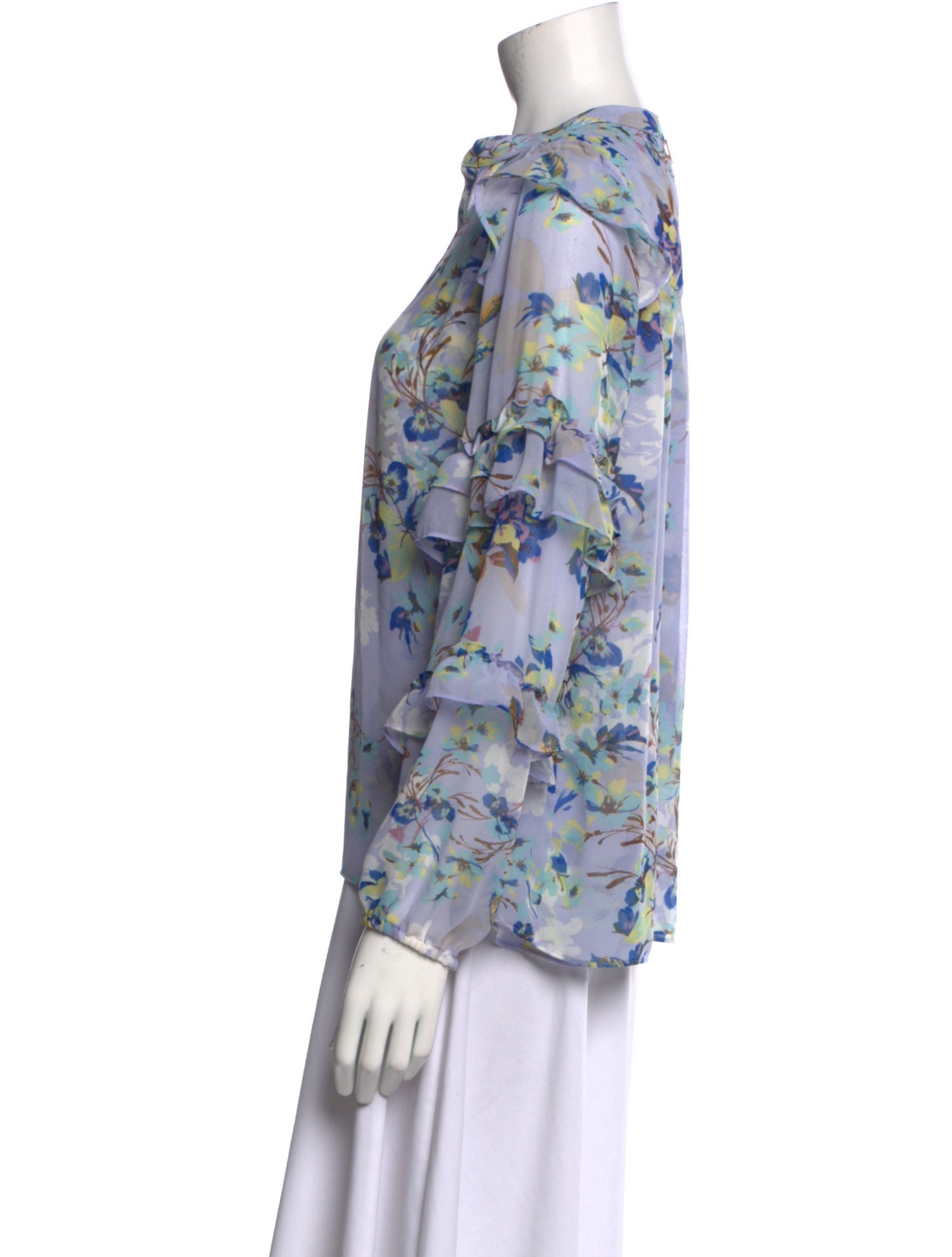 MISA Los Angeles Floral Print V-Neck Blouse