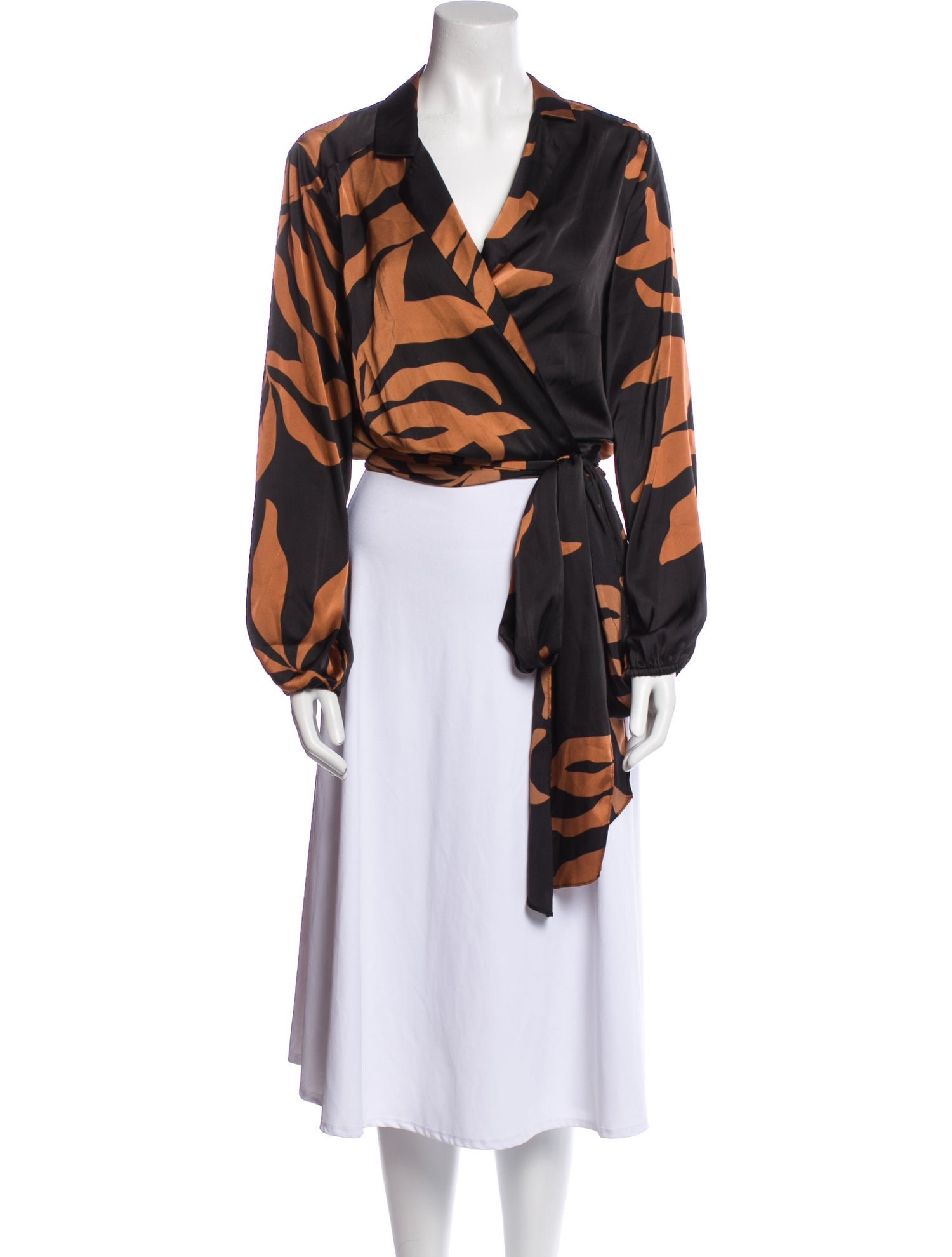 MISA Los Angeles Printed V-Neck Blouse