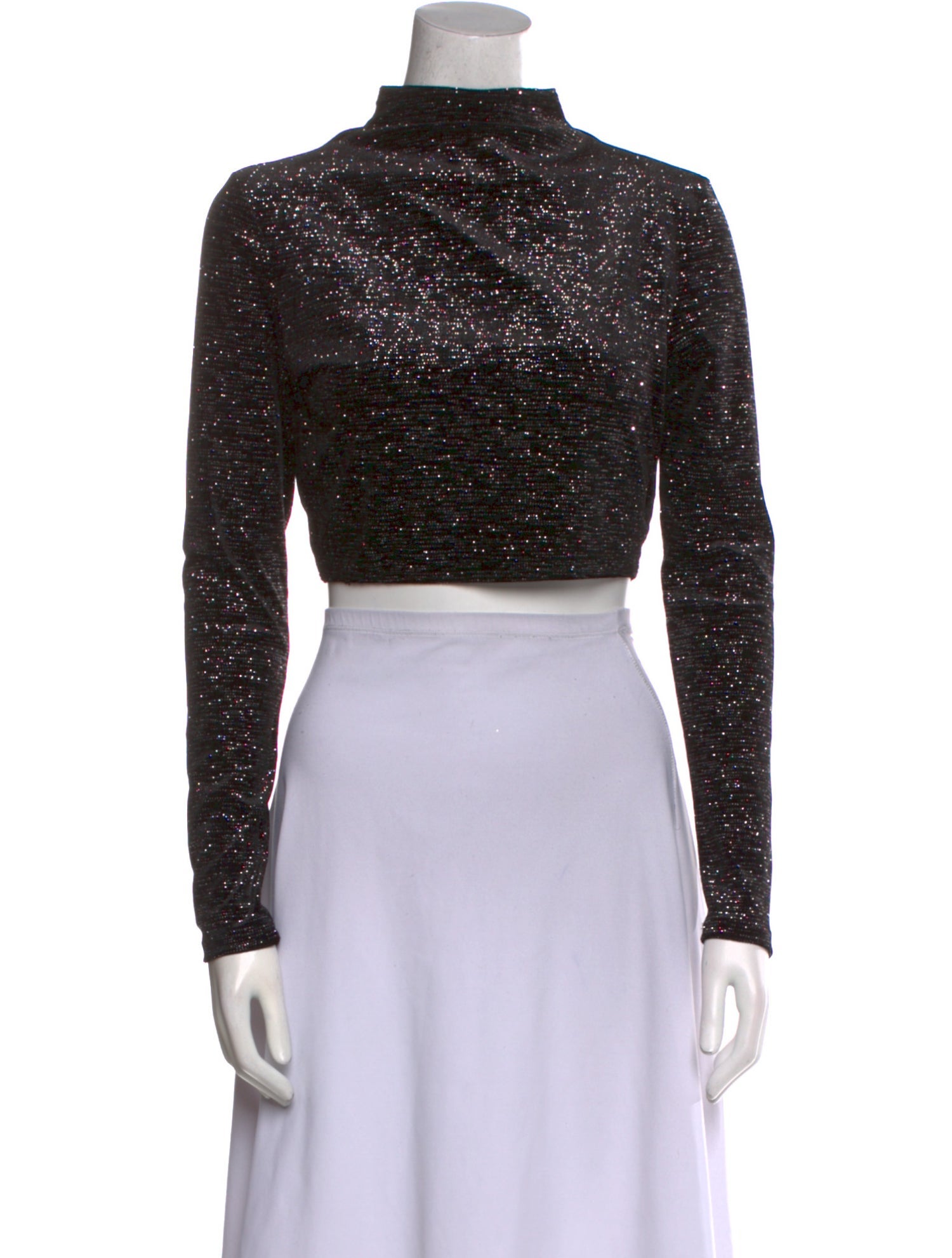 MISA Los Angeles Mock Neck Long Sleeve Crop Top w/ Tags