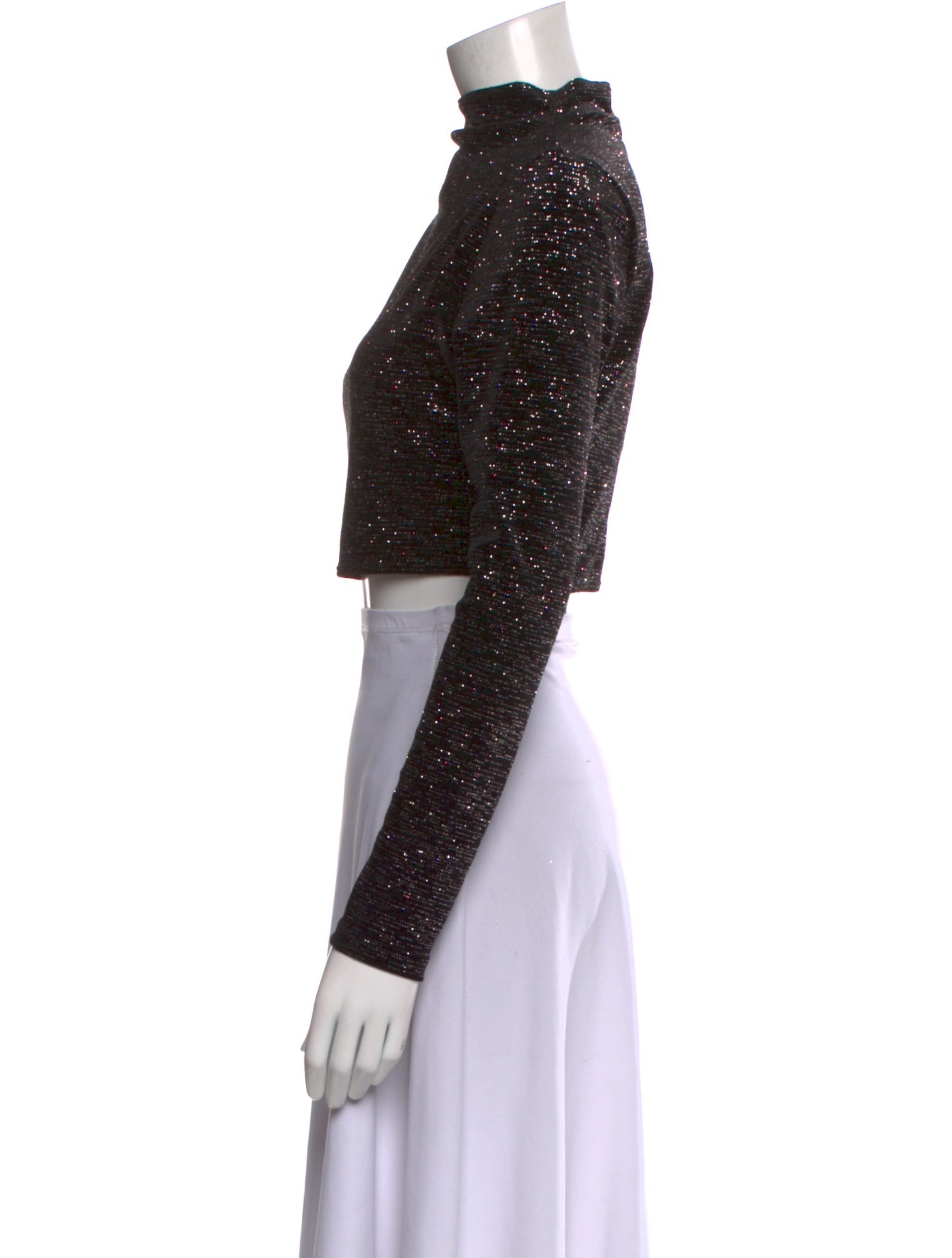 MISA Los Angeles Mock Neck Long Sleeve Crop Top w/ Tags