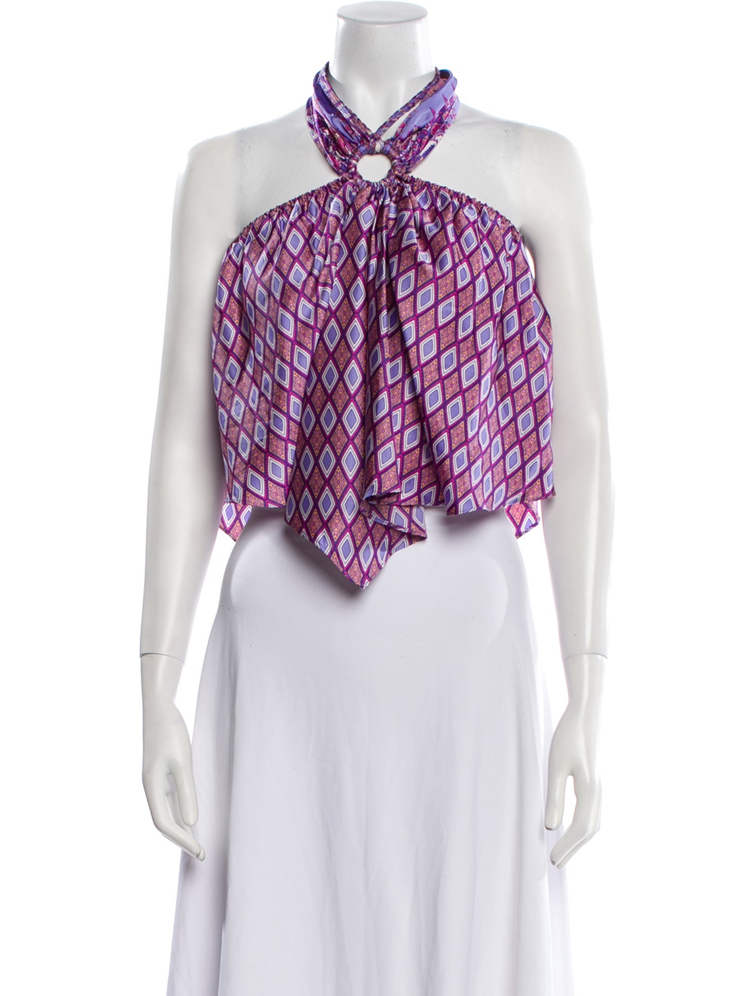 MISA Los Angeles Printed Halterneck Crop Top w/ Tags