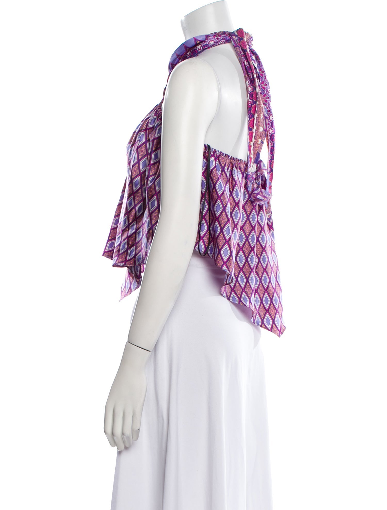 MISA Los Angeles Printed Halterneck Crop Top w/ Tags