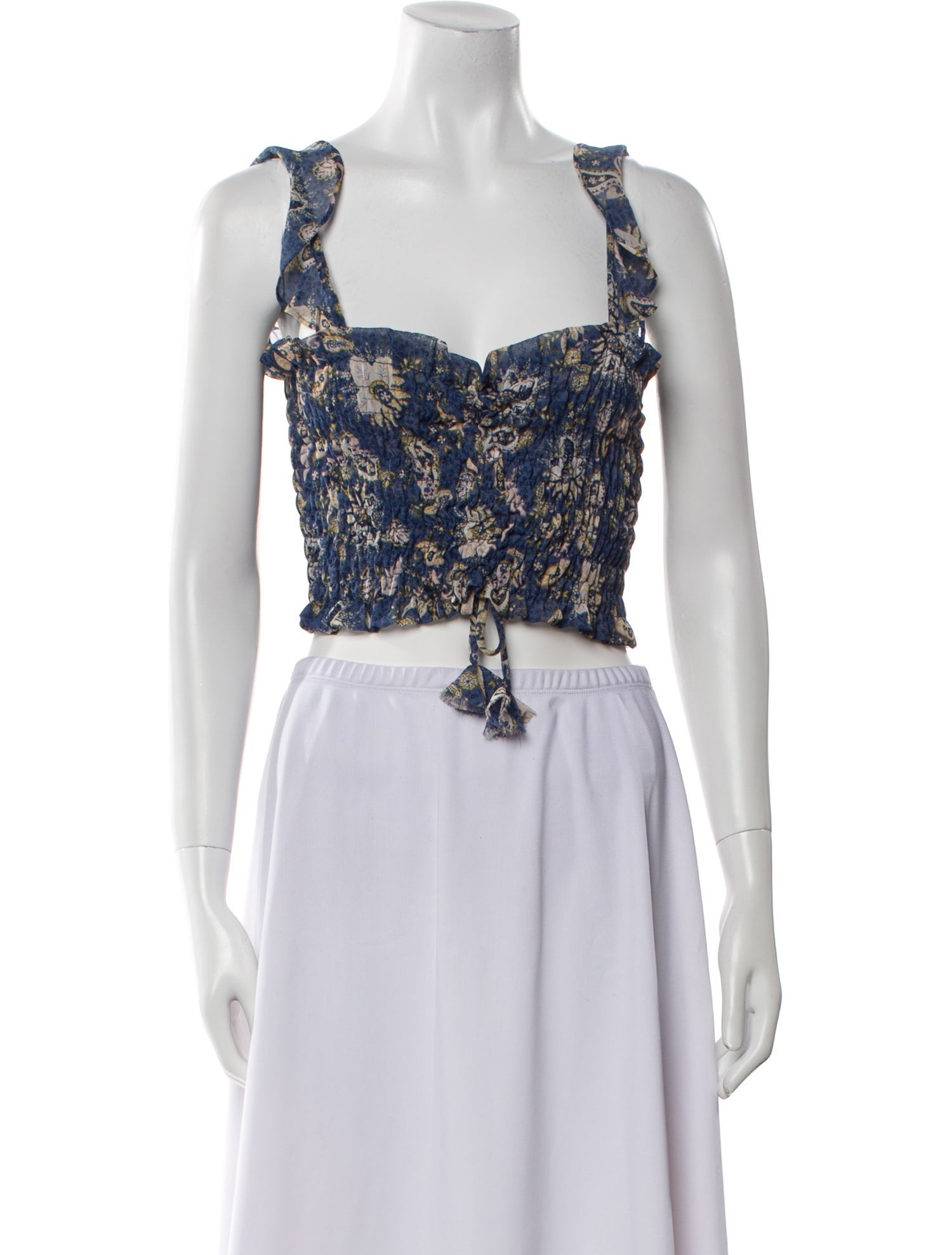 MISA Los Angeles Printed Square Neckline Crop Top