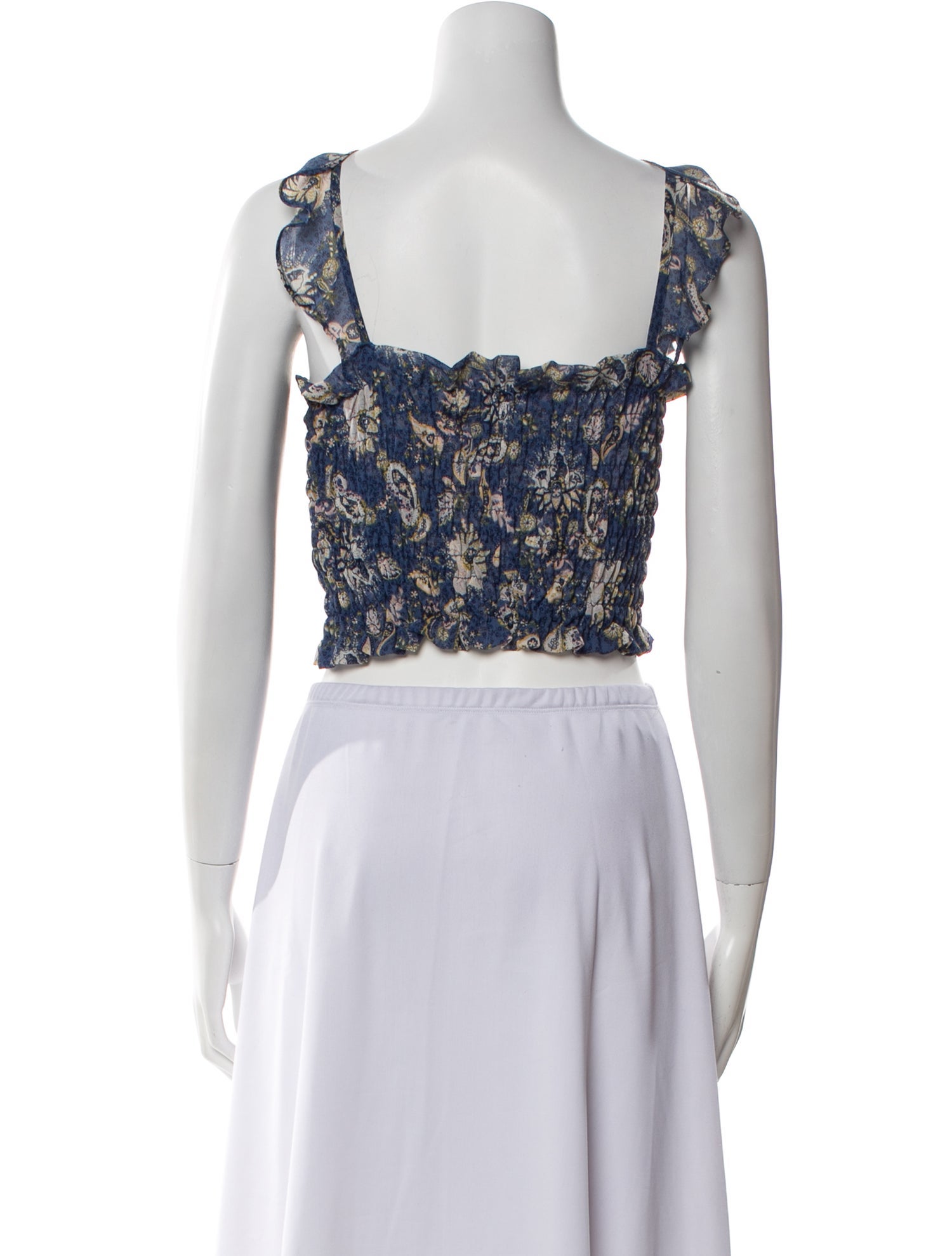 MISA Los Angeles Printed Square Neckline Crop Top