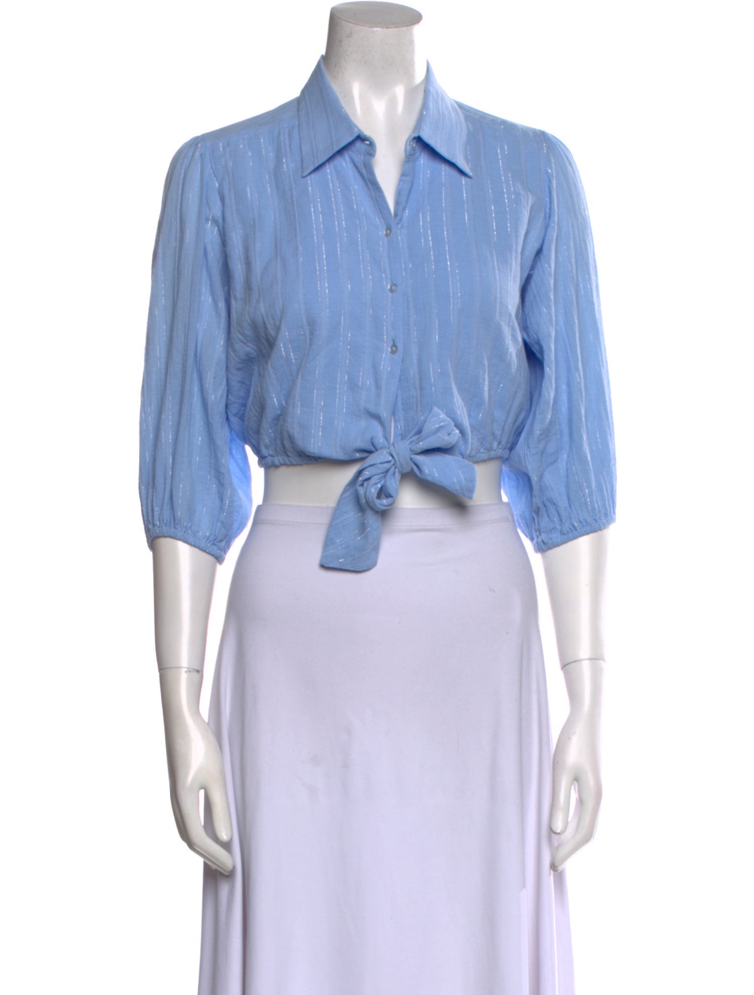 MISA Los Angeles Three-Quarter Sleeve Crop Top