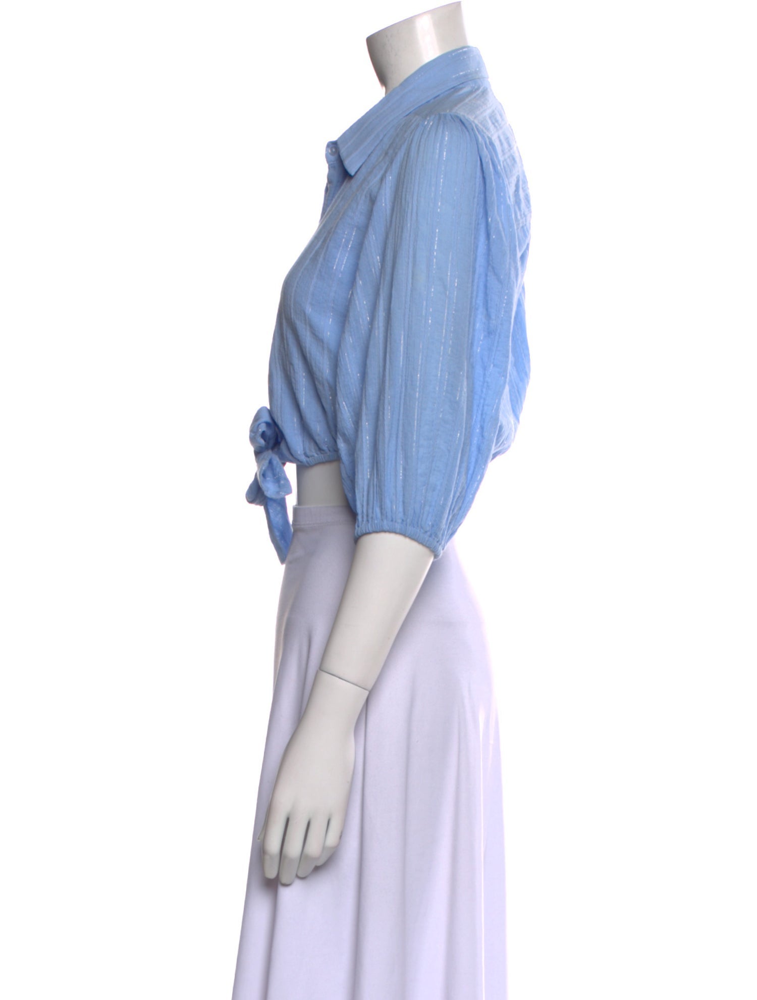 MISA Los Angeles Three-Quarter Sleeve Crop Top