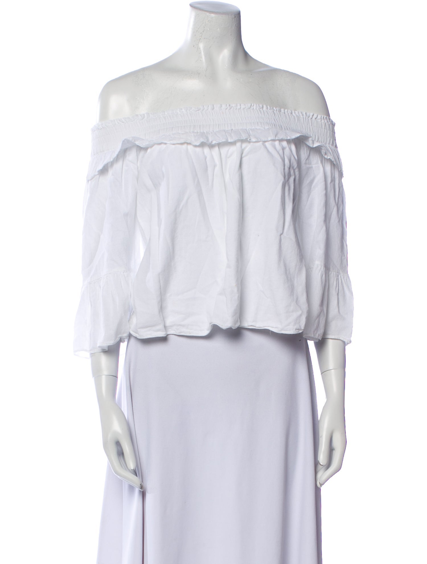 MISA Los Angeles Off-The-Shoulder Three-Quarter Sleeve Crop Top