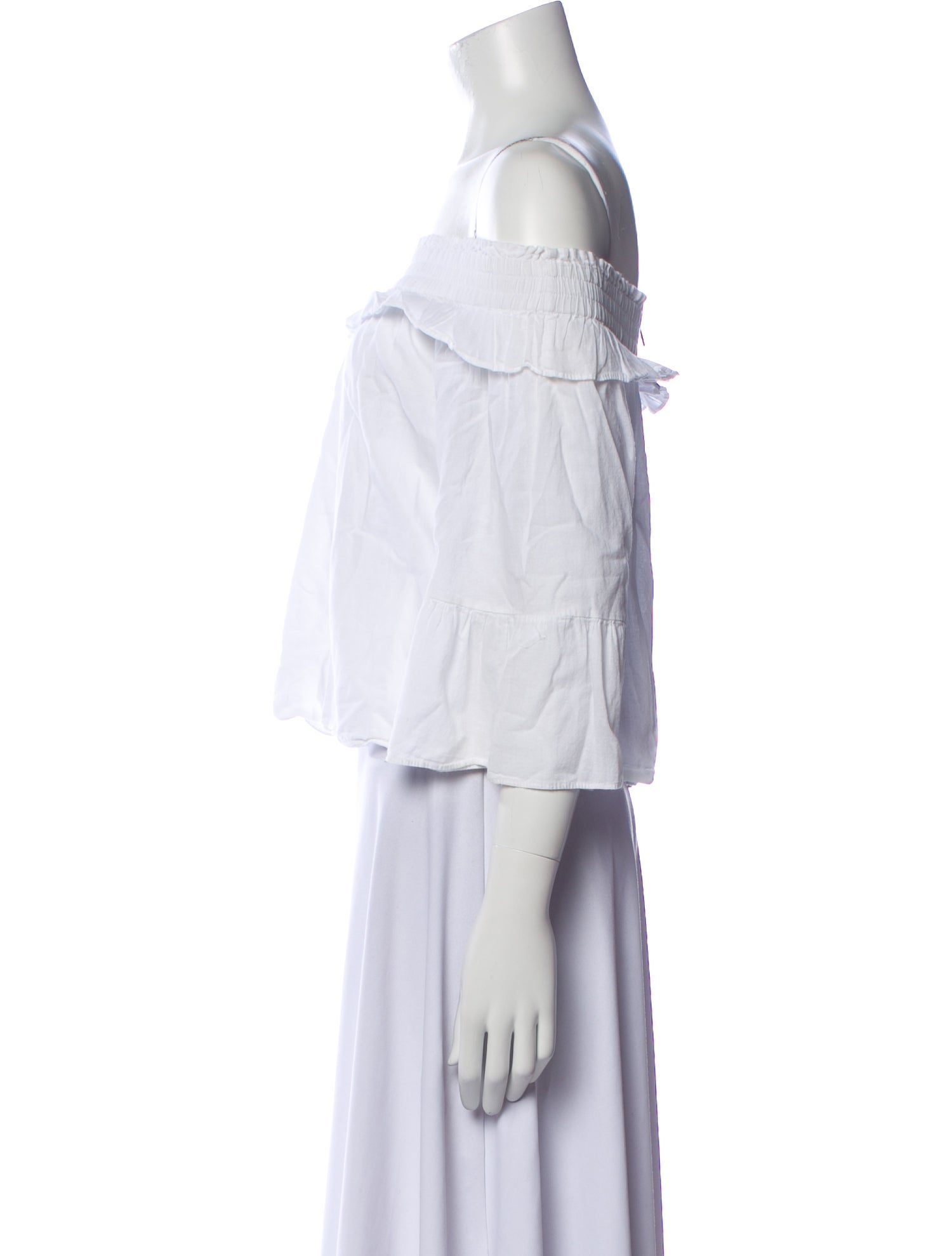 MISA Los Angeles Off-The-Shoulder Three-Quarter Sleeve Crop Top