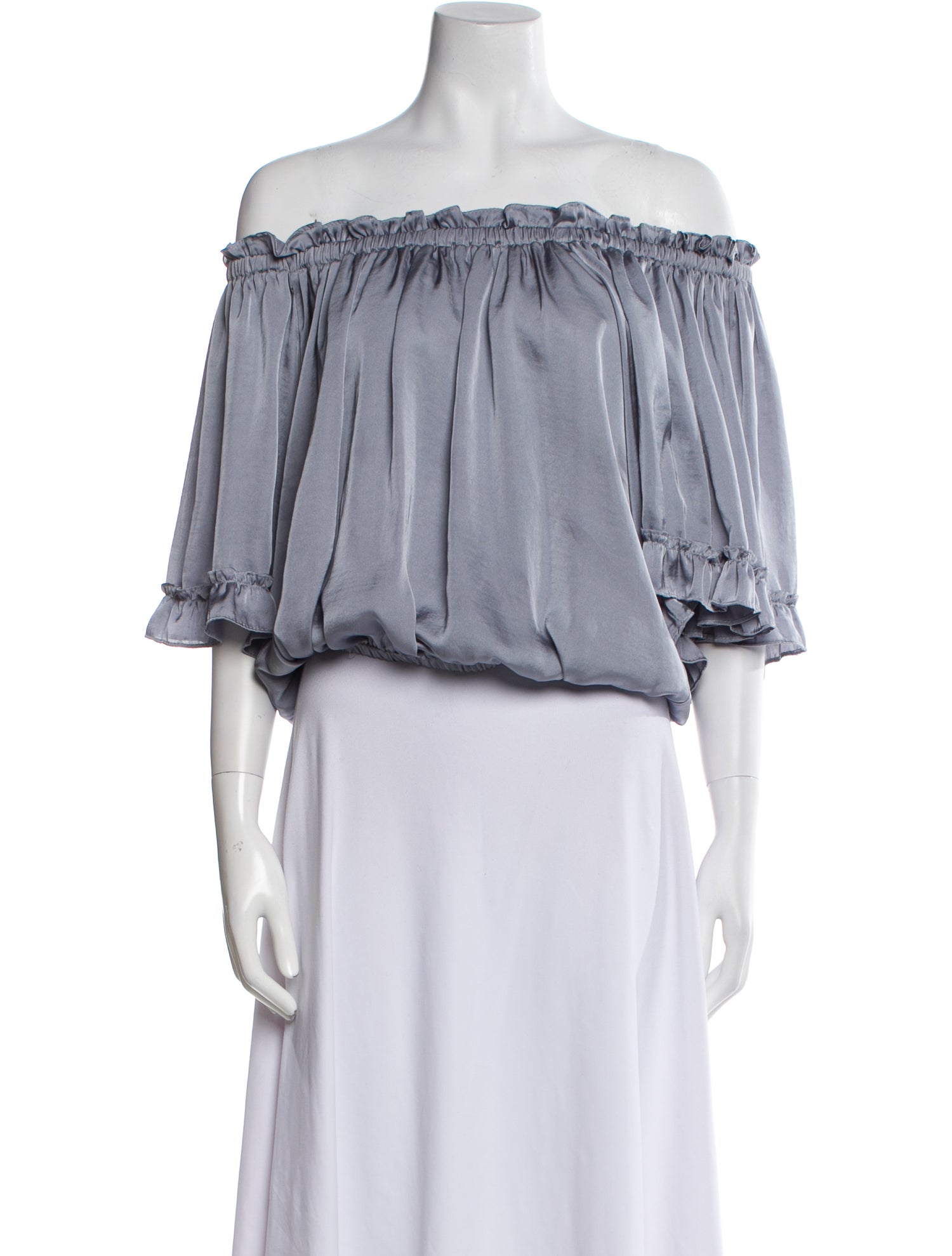 MISA Los Angeles Off-The-Shoulder Three-Quarter Sleeve Crop Top