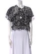 MISA Los Angeles Floral Print Tie Neck Crop Top