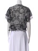 MISA Los Angeles Floral Print Tie Neck Crop Top