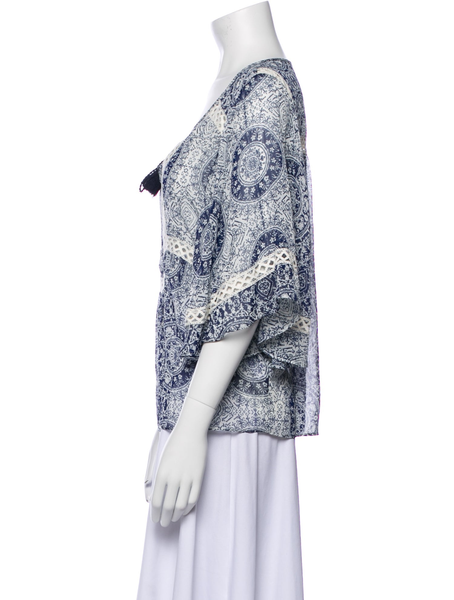 MISA Los Angeles Paisley Print V-Neck Blouse