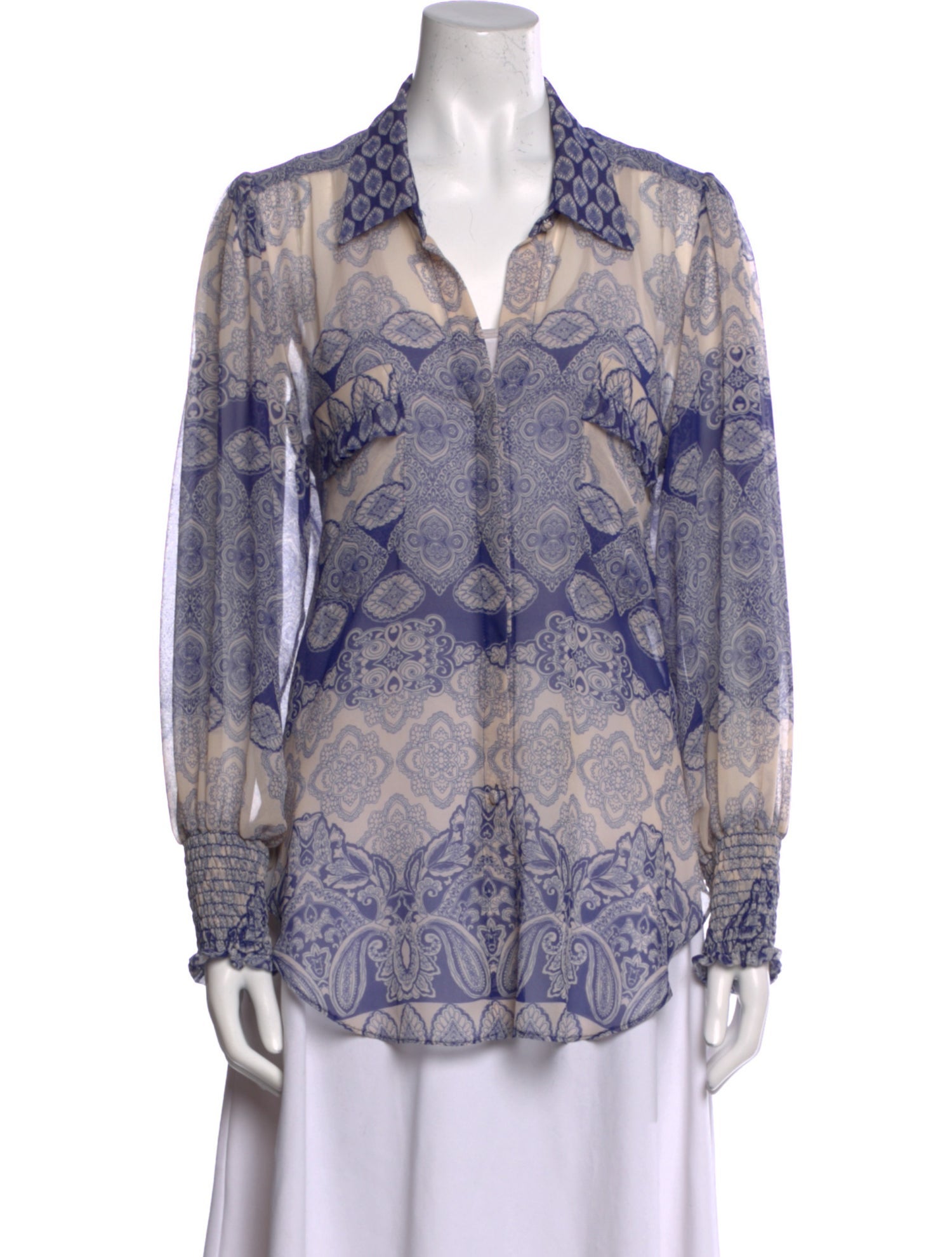MISA Los Angeles Printed Long Sleeve Button-Up Top