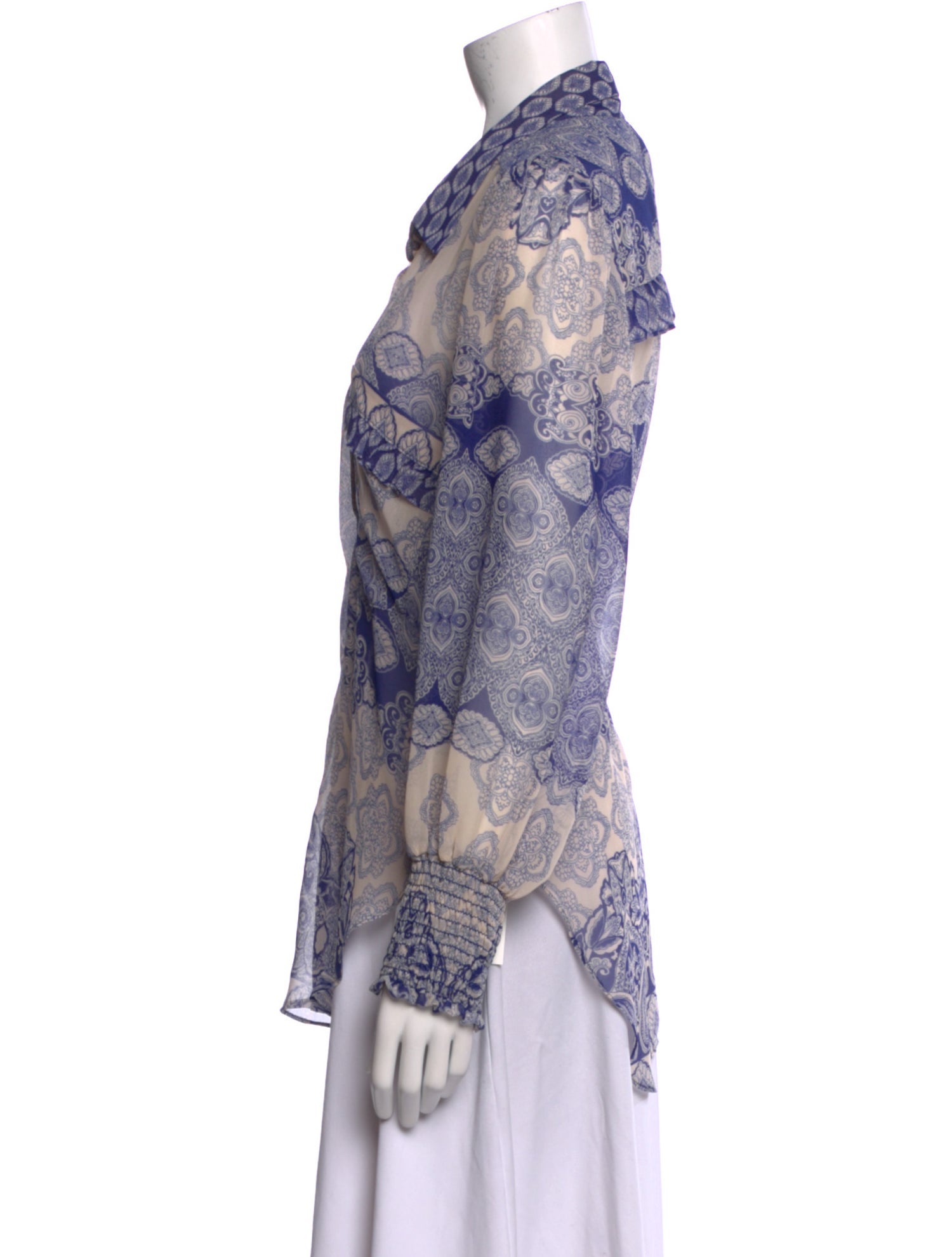 MISA Los Angeles Printed Long Sleeve Button-Up Top